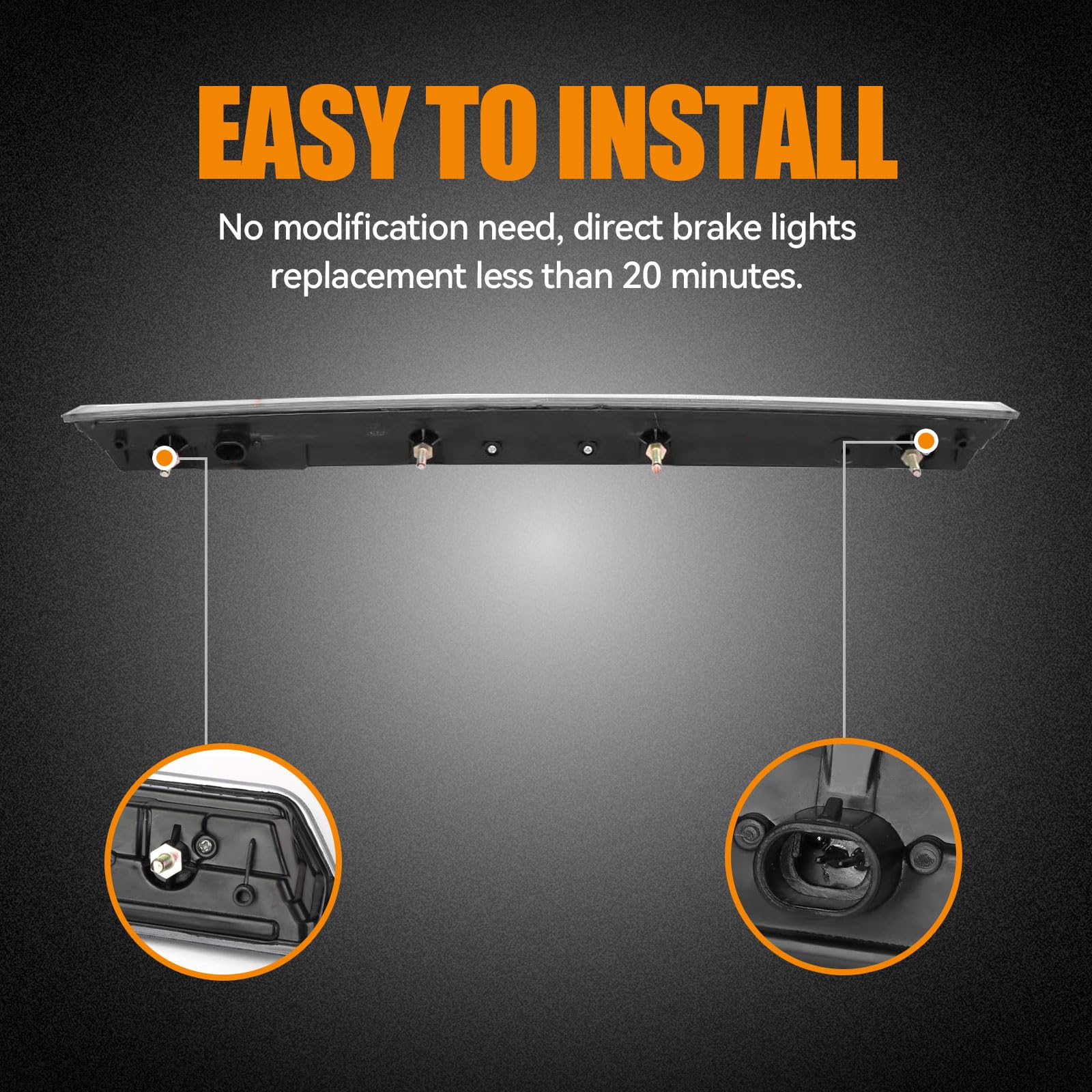 Cxdar LED Third Brake Light for 2015-2020 Chevy Tahoe/Suburban, Waterproof High Mount Rear Lights, Black