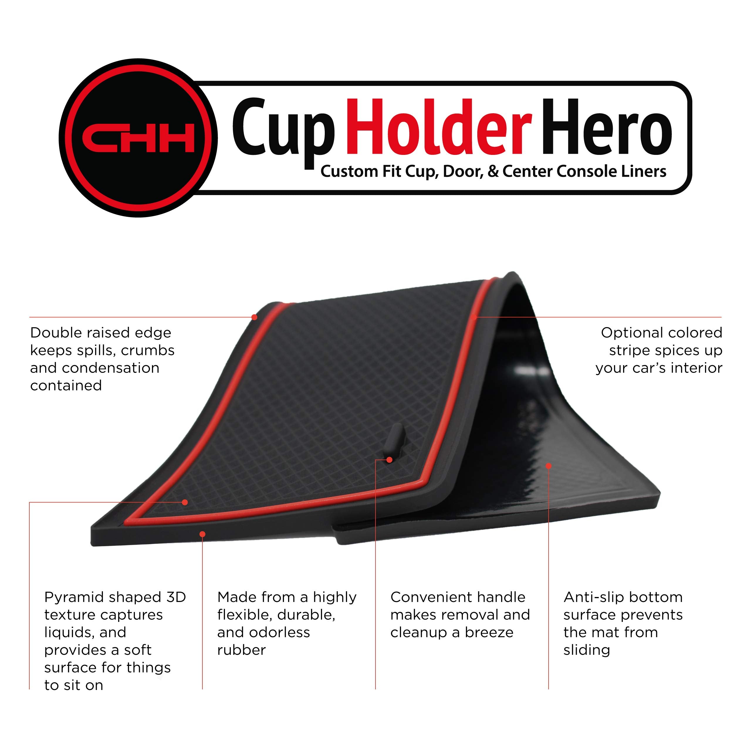 CupHolderHero Fits Toyota Camry 2018-2024 Accessories, Premium Custom Non-Slip Anti-Dust Cup Holder Inserts, Center Console Line