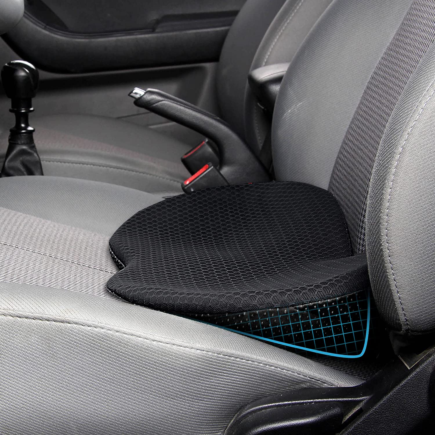 Livtribe Car Seat Cushion - Memory Foam Car Seat Pad - Sciatica & Lower Back Pain Relief - Car Seat Cushions For Driving - Road Trip Essentials For Drivers(Black)