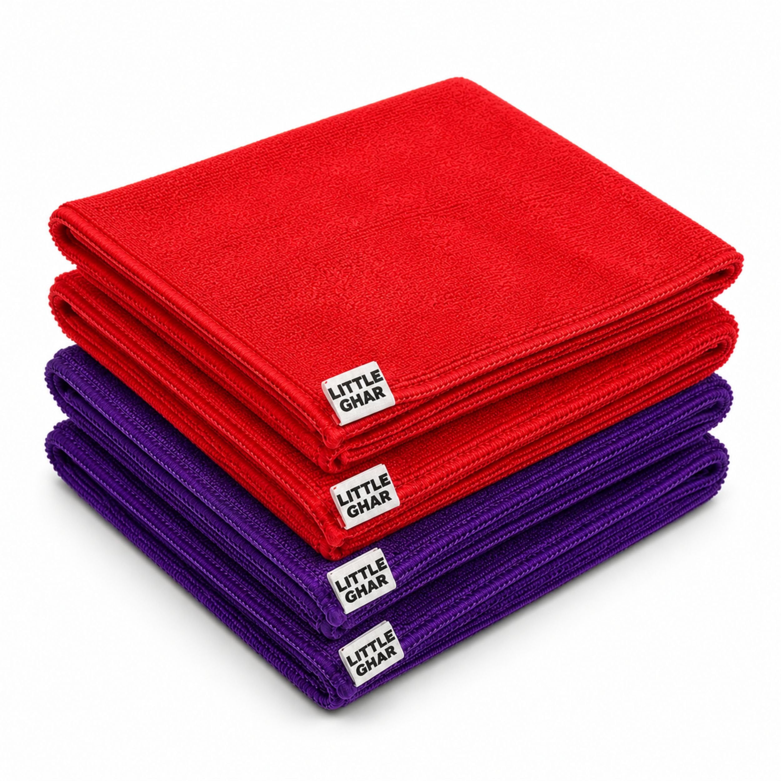 Little Ghar Microfiber Cleaning Cloths 350 GSM Set of 4