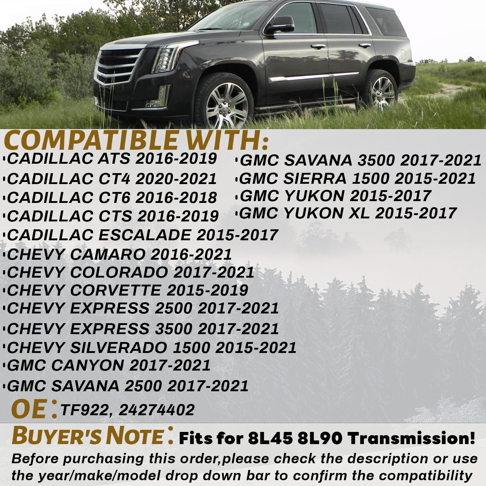 8L45 8L90 Transmission Filter with Gasket Kits Compatible with Cadillac ATS CTS Escalade Chevy Camaro Silverado Express Colorado