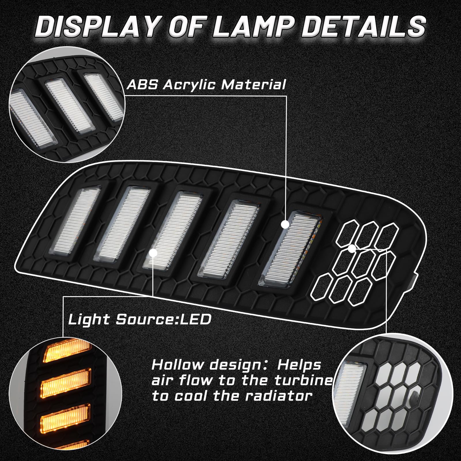 PGTOPONE Switchback White/Amber LED Fog Light with Sequential Turn Signal for Mazda CX-50 2023-2024, Smoked Trim, Model PGCX50DRL20231106