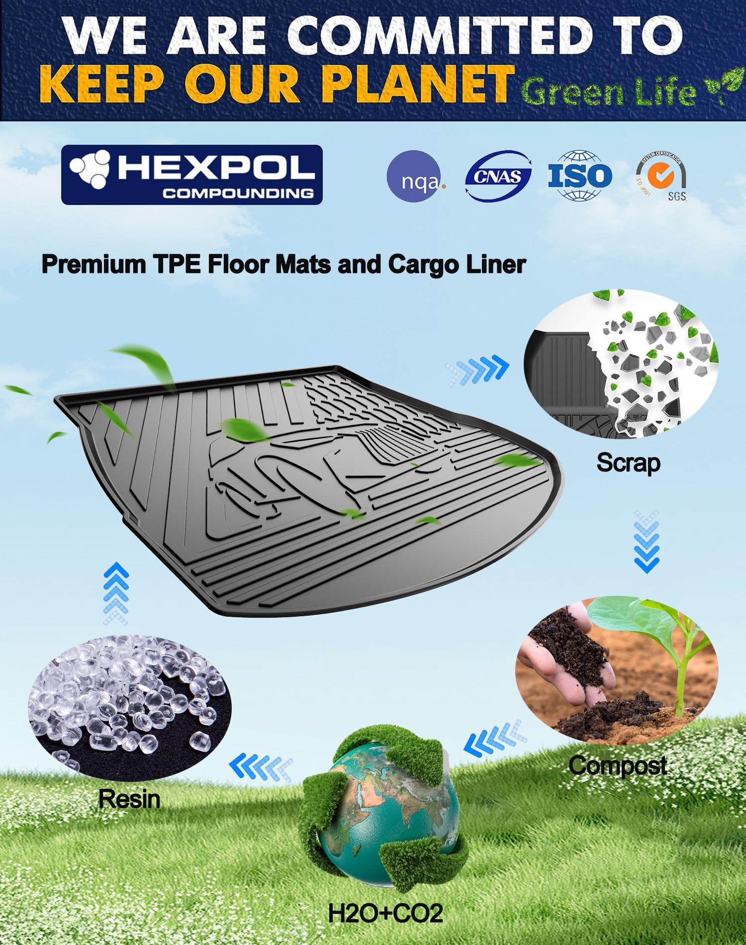IKABEVEM All Weather Floor Mats & Cargo Liner for 2022-2025 Lexus NX250/NX350/NX350h/NX450h+ - TPE, Custom Fit,