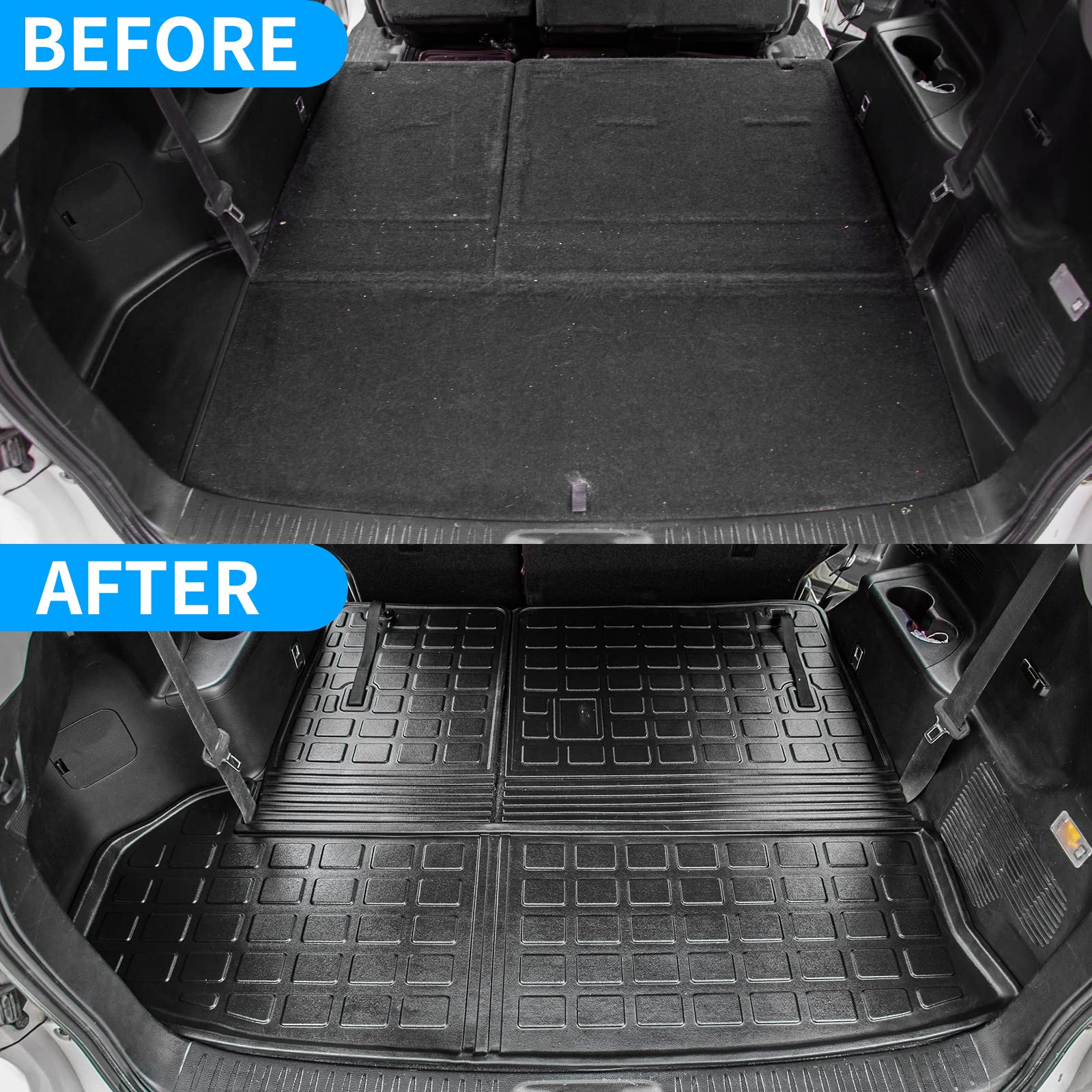 Bomely Floor Mats Compatible With 2014-2019 Toyota Highlander Cargo Liner Tpe Back Seat Cover Protector 2018 7 Seats Highlander