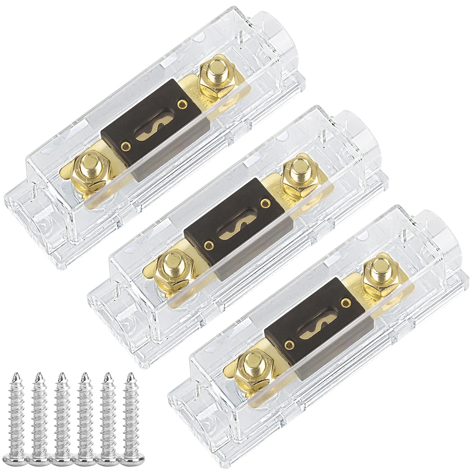 Hamolar 3 Pack 80 Amp Anl Fuse Holder Kit + 80A Fuses 0/2/4/8 Gauge Awg Fuse Block For Car Audio Truck Diy