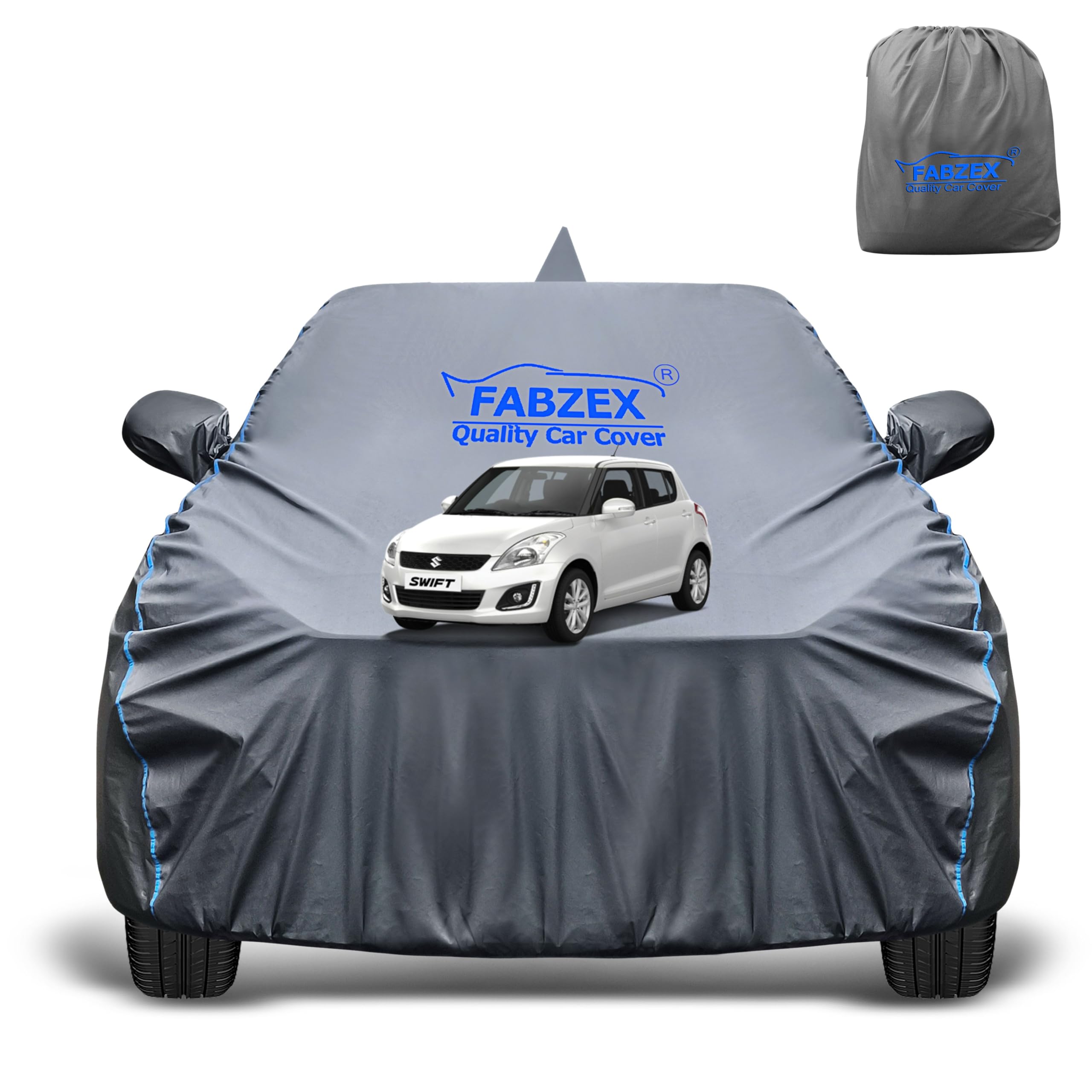 FABZEX Waterproof Car Body Cover Compatible for Maruti Swift Old(All Models) with Mirror and Antenna Pockets,Triple Stitched,Bot