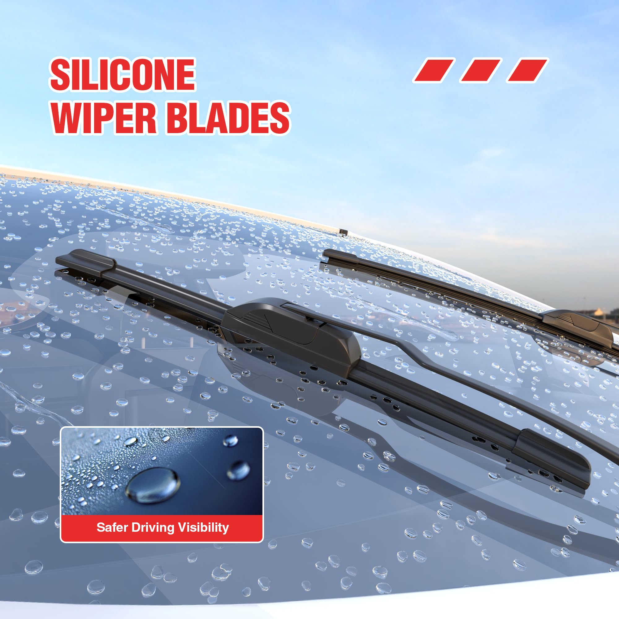 Berg Regen 22 Inch-2 Pack Silicone Windshield Wiper Blades Replacement For Chevy Silverado Tahoe Avalanche Suburban 13-08 Gmc Si