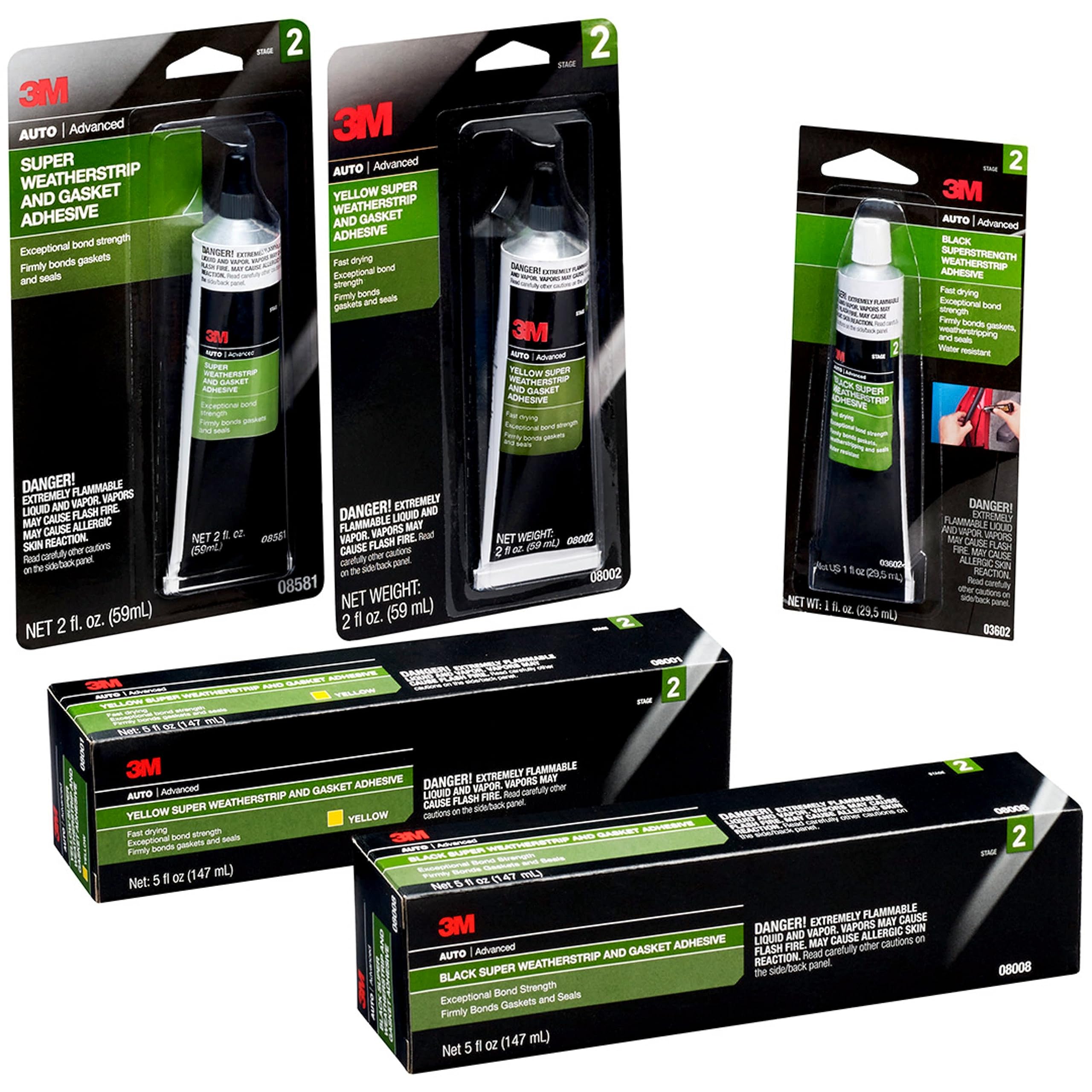 3M 08008 Super Weatherstrip Adhesive, 08008, Black, 5 Oz Tube