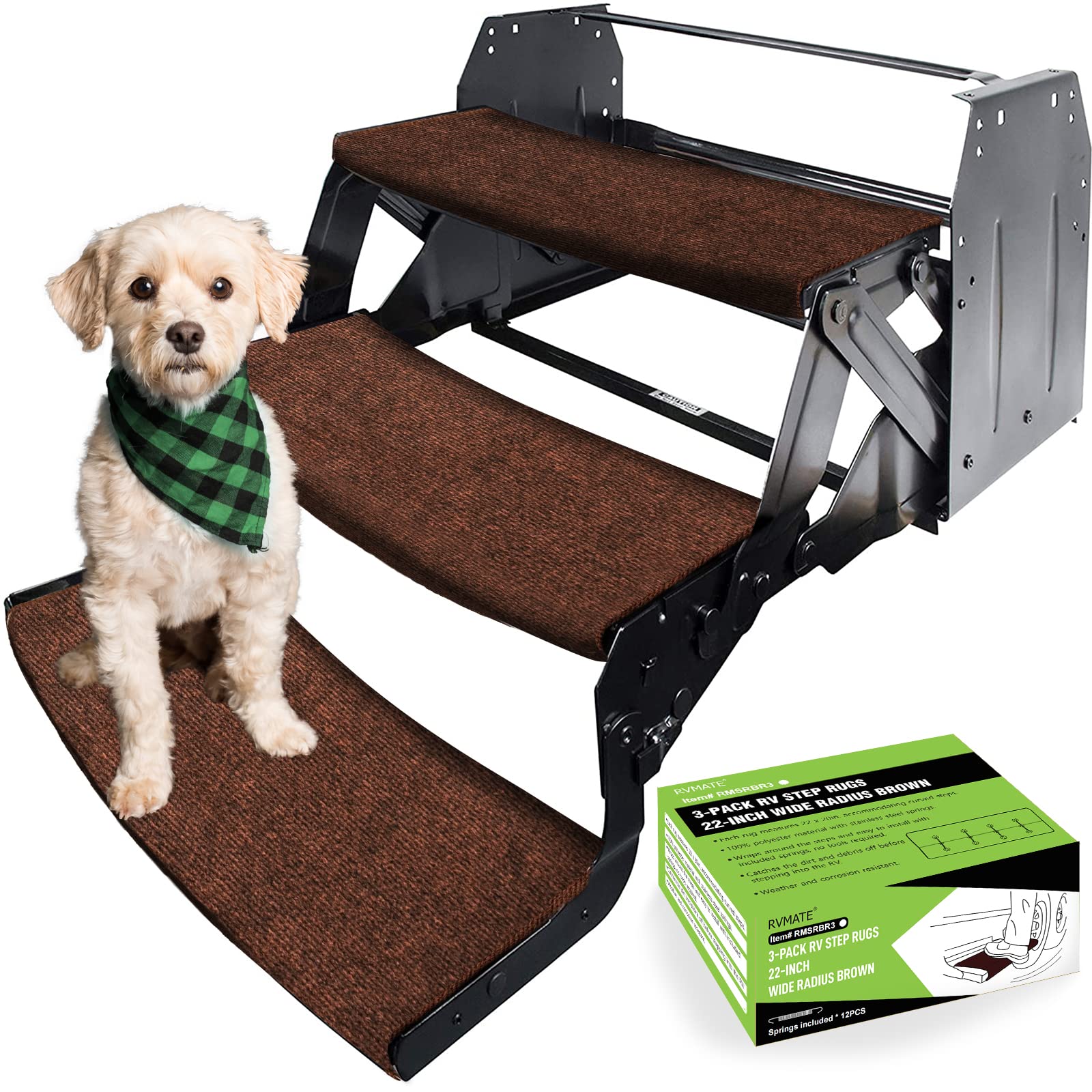 Rvmate Rv Step Rugs 22 Inch Rv Step Covers Wrap Around Camper Stair Rugs For Radius Steps, 3 Packs