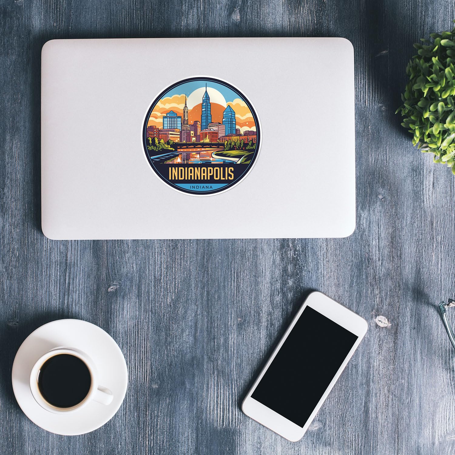 Indianapolis City Sticker - Waterproof Vinyl Decal for Car Bumper, Laptop, Water Bottle, Wall, and Window, Size - 3'' Longer Sid