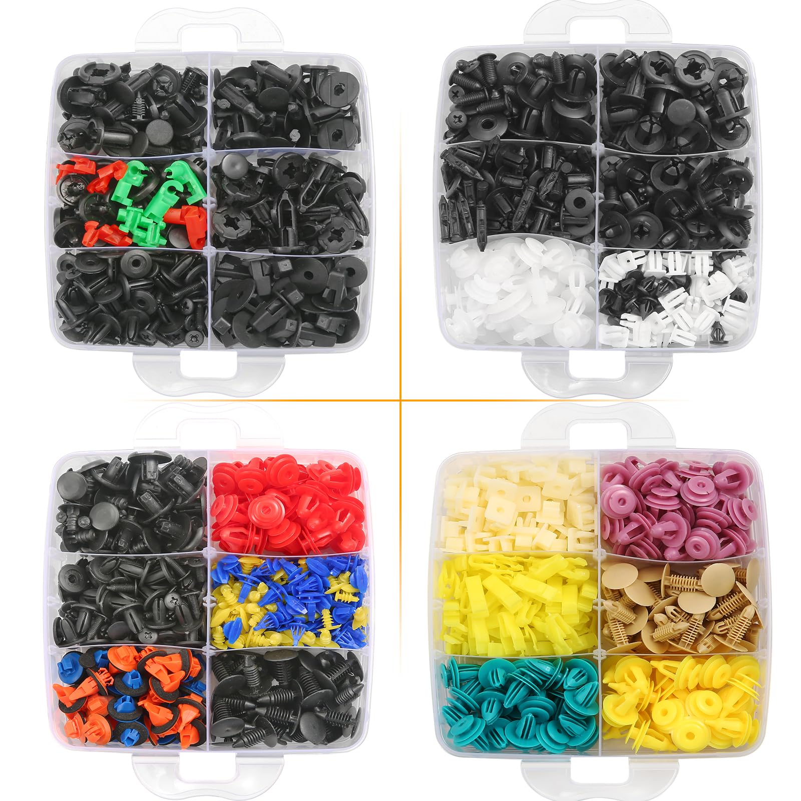 Uolor 1240Pcs Car Push Retainer Clips & Auto Fasteners Kit - 32 Most Popular Sizes Nylon Bumper Fender Rivets with 10 Cable Ties