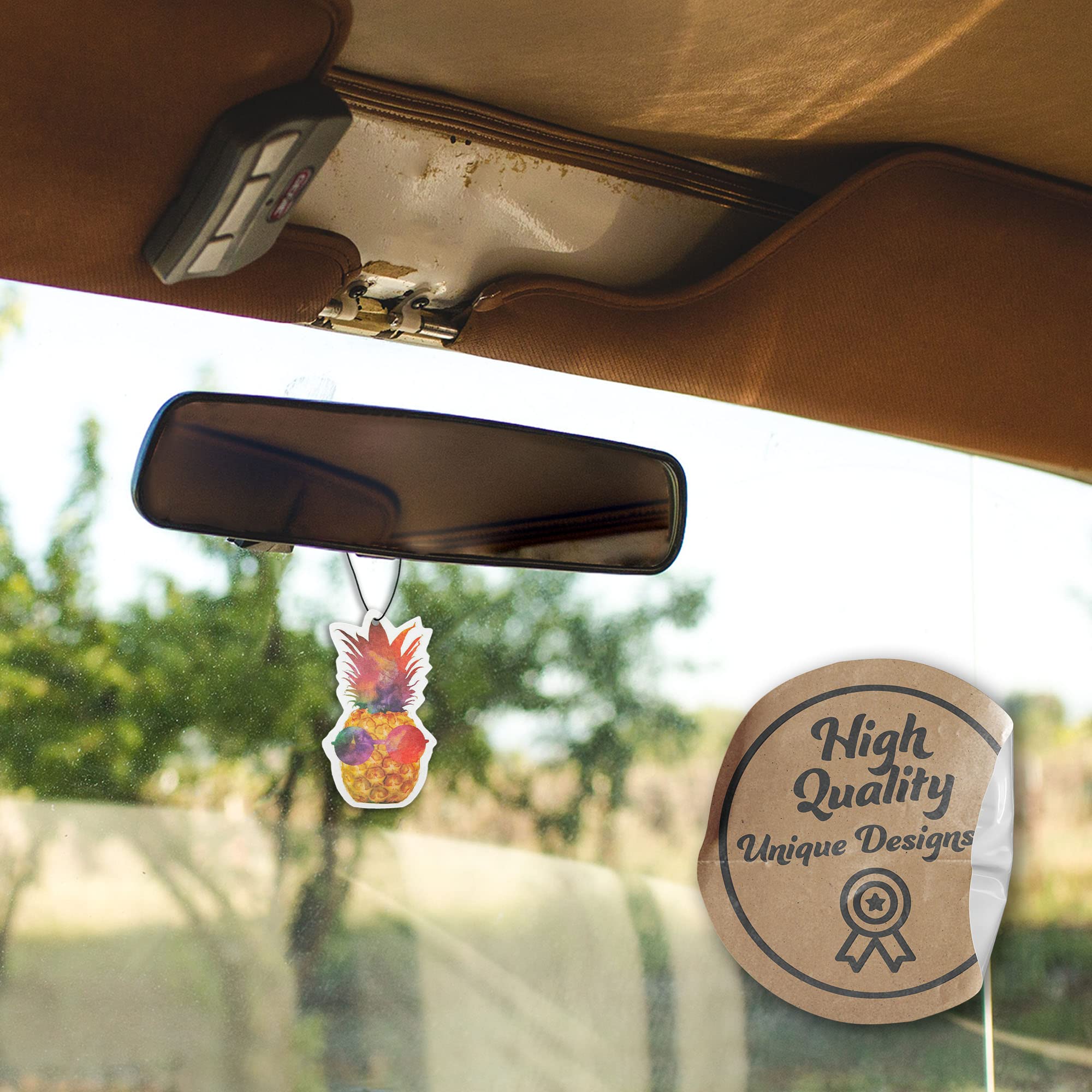 Pineapple Car Air Freshener 3 Pack Scented With Essential Oils By Fresh Fresheners (3 Pack)