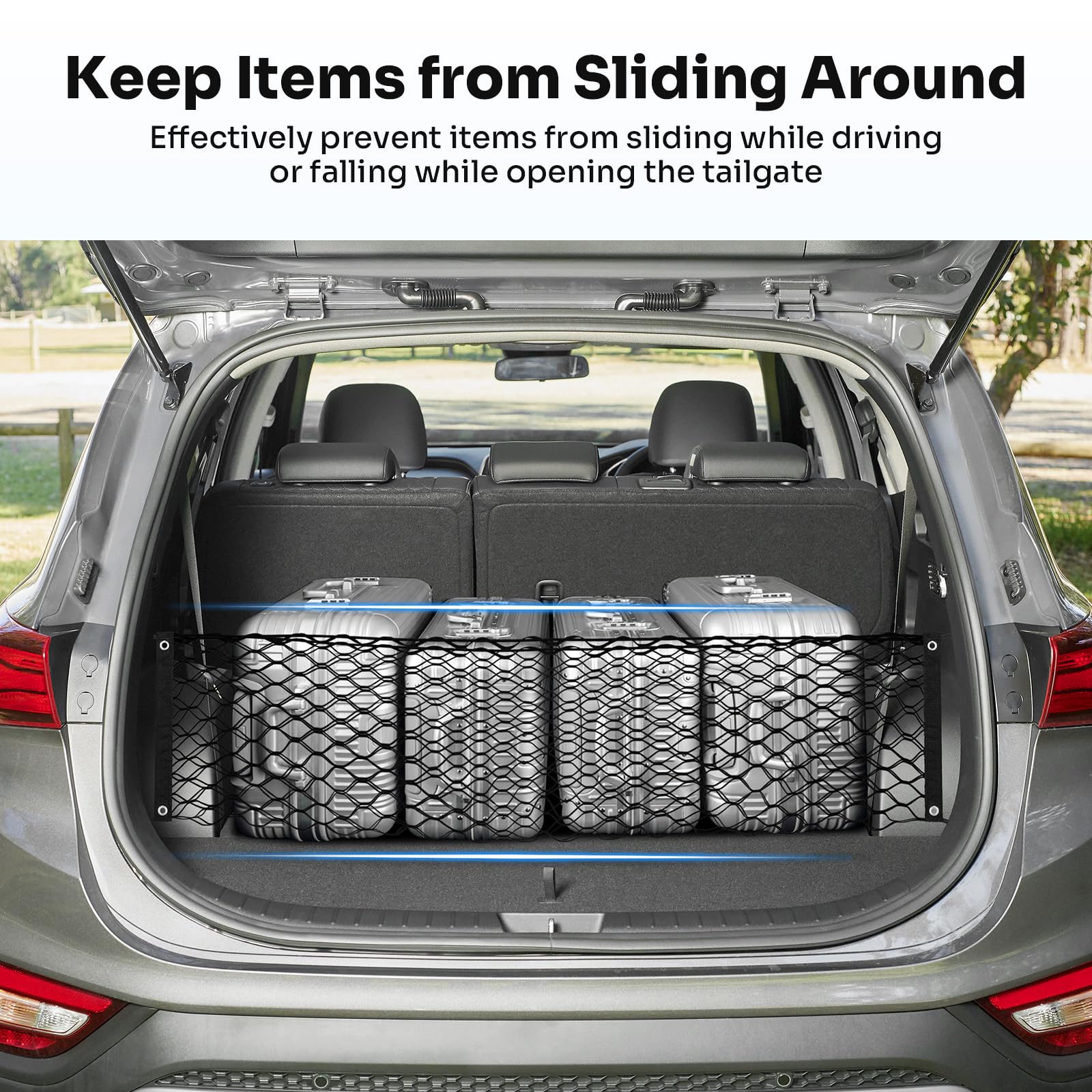 Canvcle Trunk Cargo Net for 2013-2025 Hyun-dai Santa Fe Accessories Envelope Style Mesh Trunk Net Organizer and Storage Stretcha