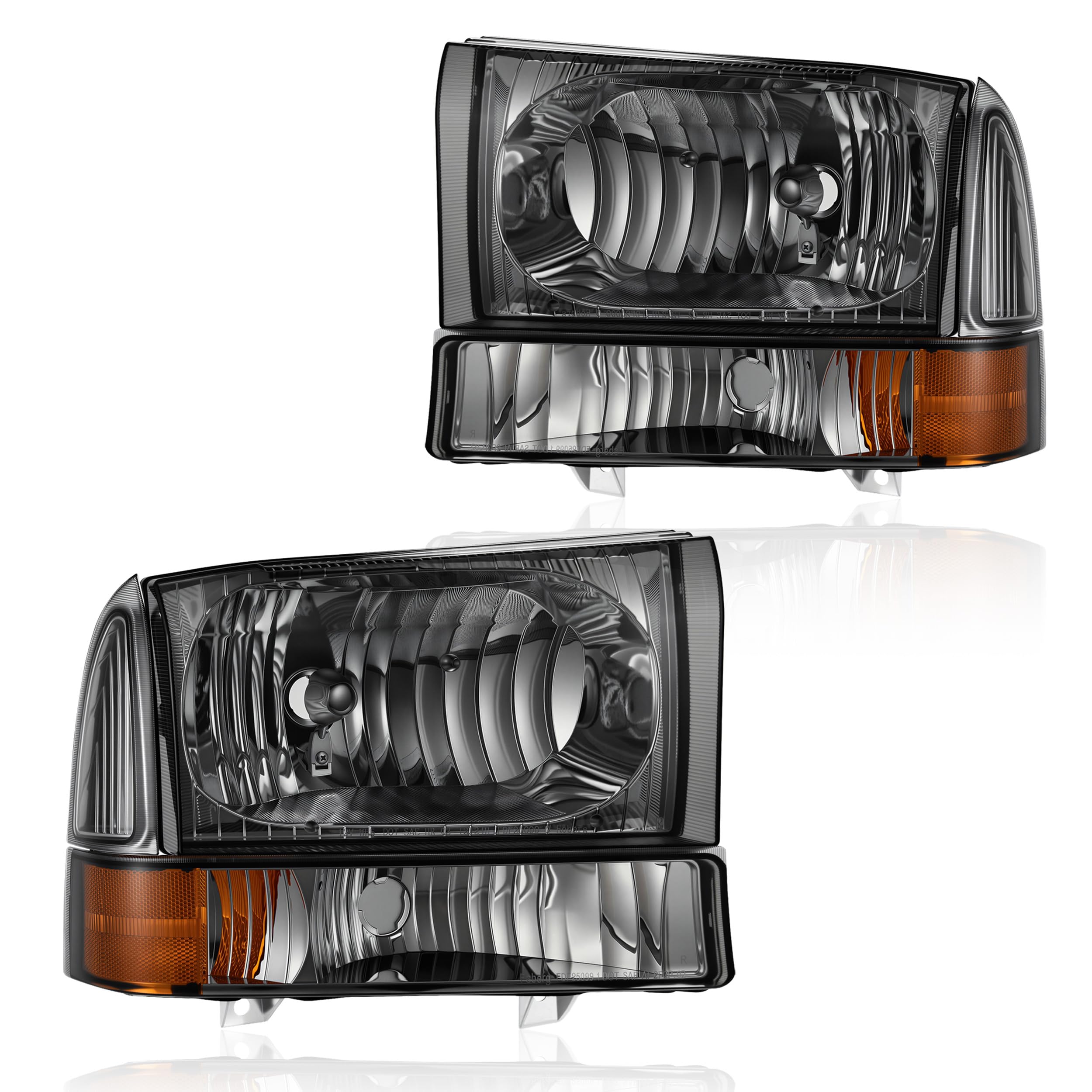 AUTOSAVER88 Headlight Assembly kit Compatible with 1999-2004 Ford F250 F350 F450 F550 Super Duty/2000-2004 Excursion Headlamp Re