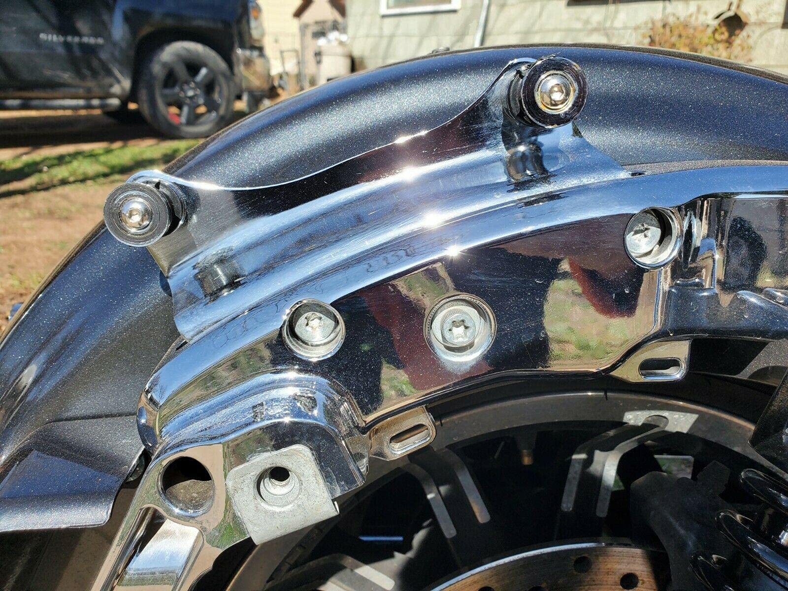 Ecotric Chrome 4 Point Docking Hardware Kit Compatible With 2014-2022 Harley Davidson Touring Street Glide Road King Electra Gli