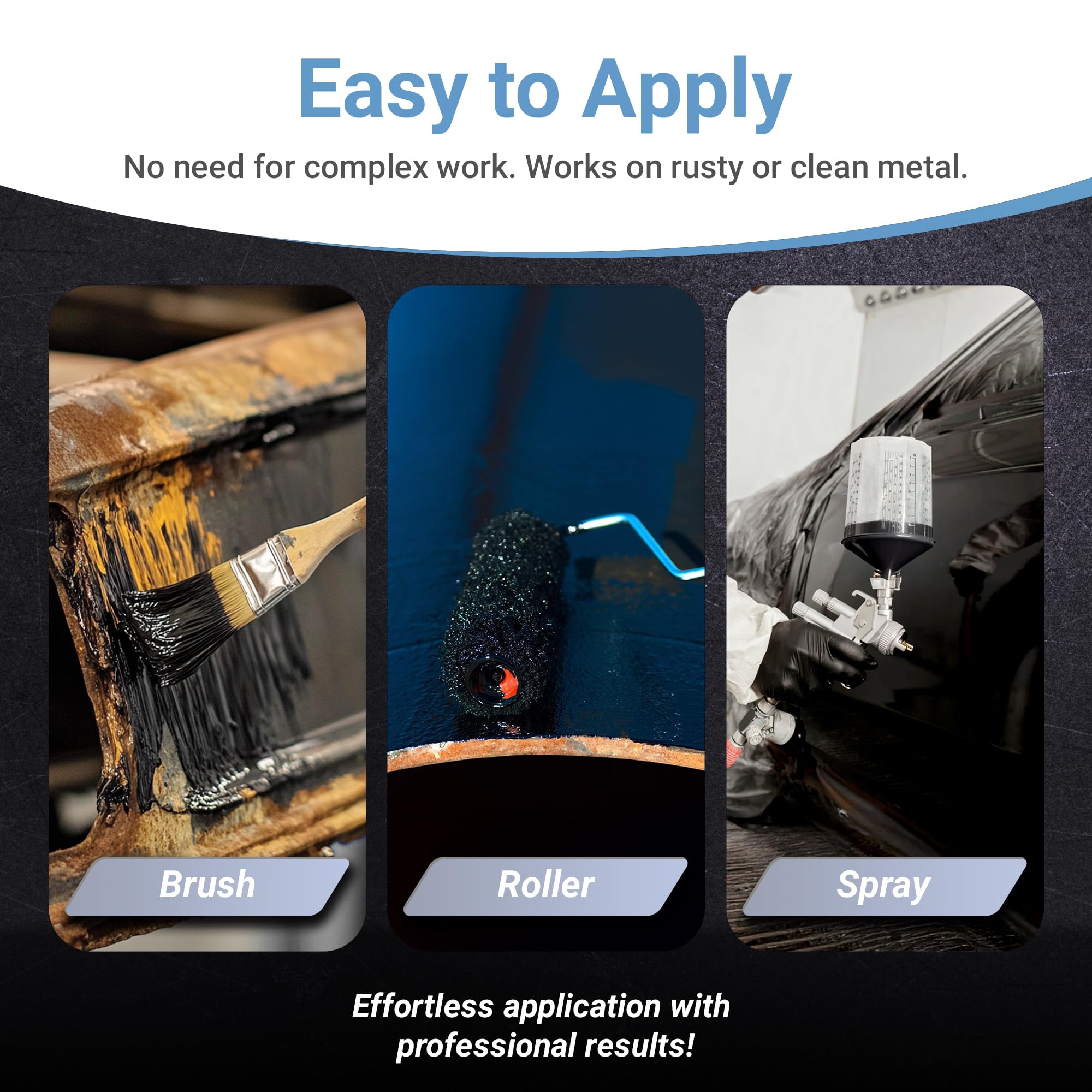 RUST BULLET BlackShell - 1 Gallon Gloss Black Corrosion Preventive Coating, UV Resistant Rust Proofing Paint