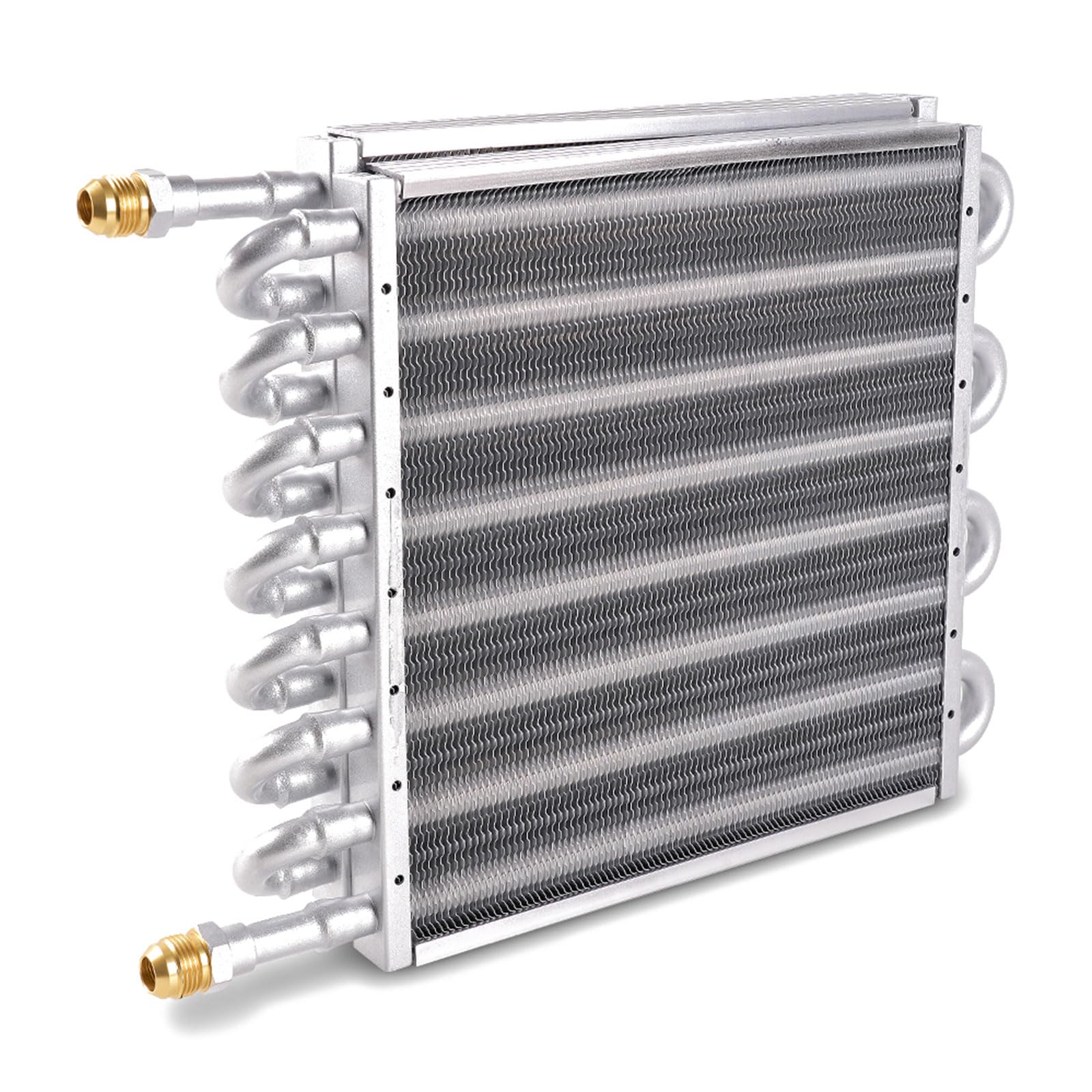 Bartoo 1/2'' Transmission Cooler, Aluminium Alloy 16 Pass Tube And Fin Universal Oil Cooler Kit Air Compressor Aftercooler (Sliv