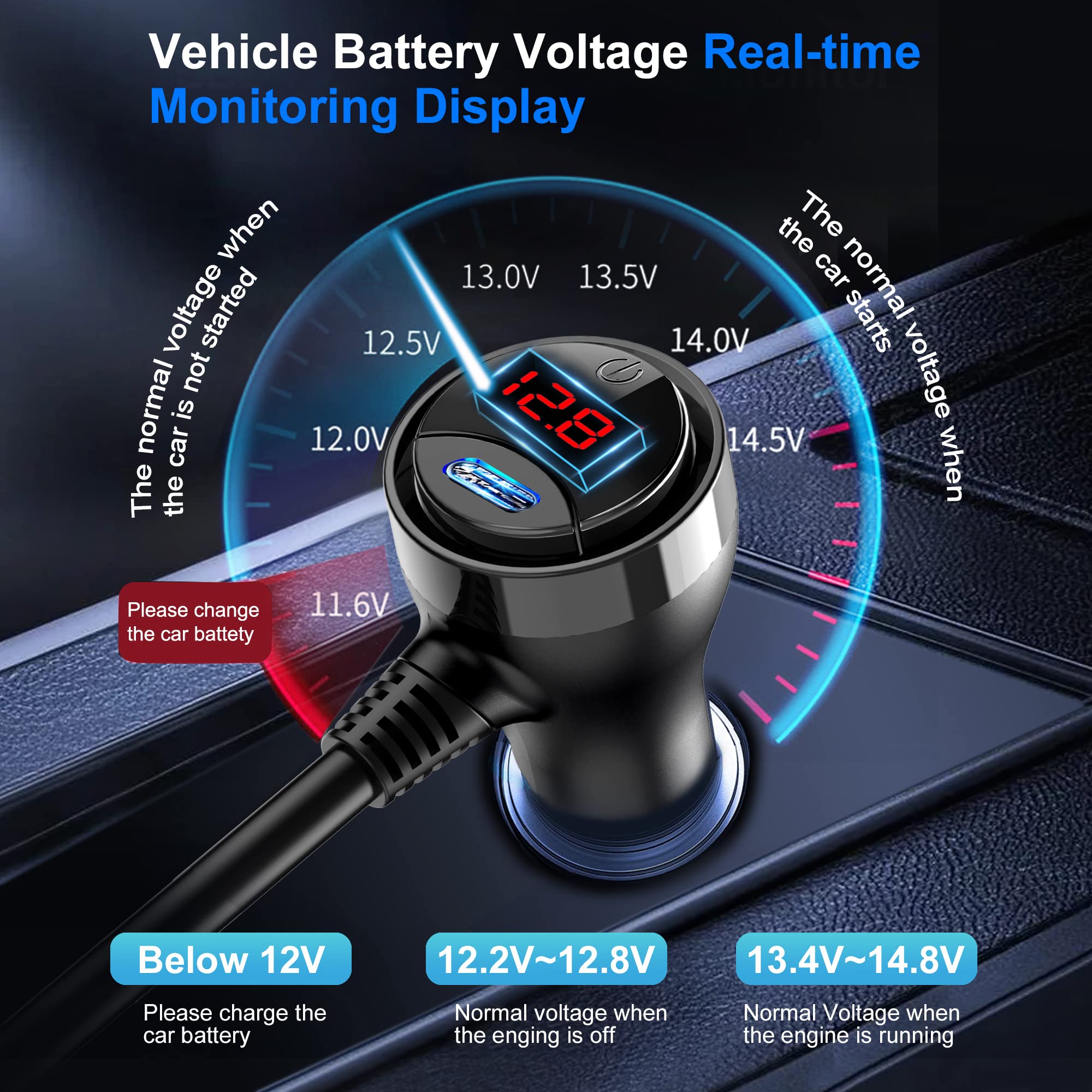 Cigarette Lighter Plug Splitter Adapter, EUGIZMO 222W Multi Port Power Plug Car Charger Adapter for Plug Outlet 12V 3 Socket Spl