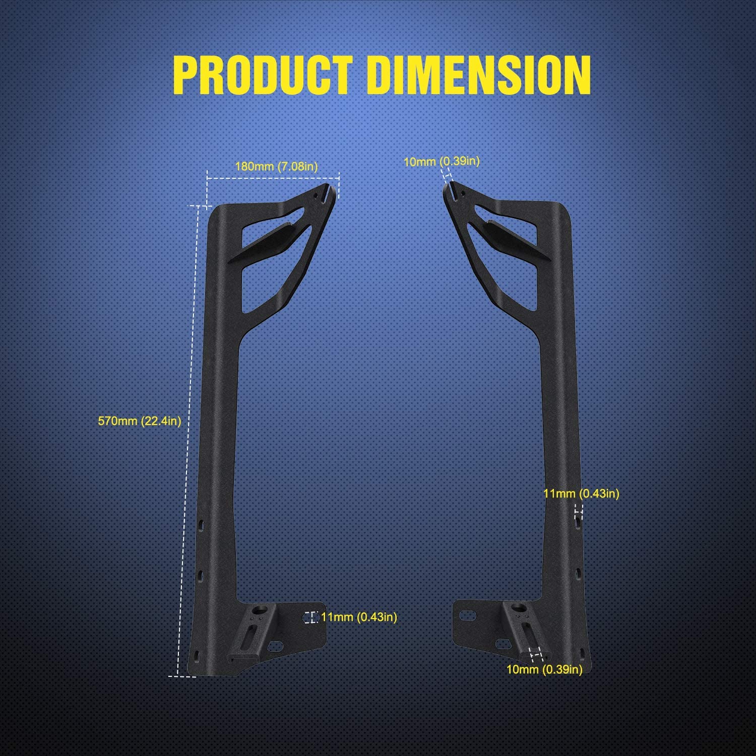 Nilight Upper Windshield Frame Mounting Bracket A-Pillar Mounts For 52 Inch Light Bar And Led Pod Lamp On Wrangler Jk 2007 2008