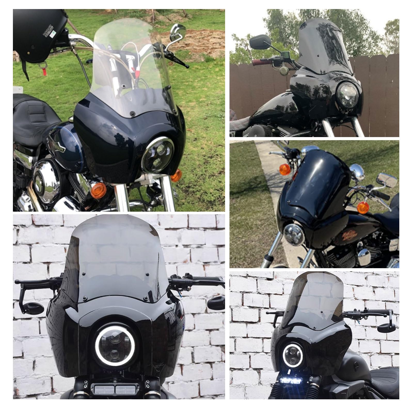 Fatecim Headlight Fairing With 15'' Clear Windshield Windscreen For Harley Dyna T-Sport Fxdxt Fxd Fxdc Fxdb Fxdl Fxdls