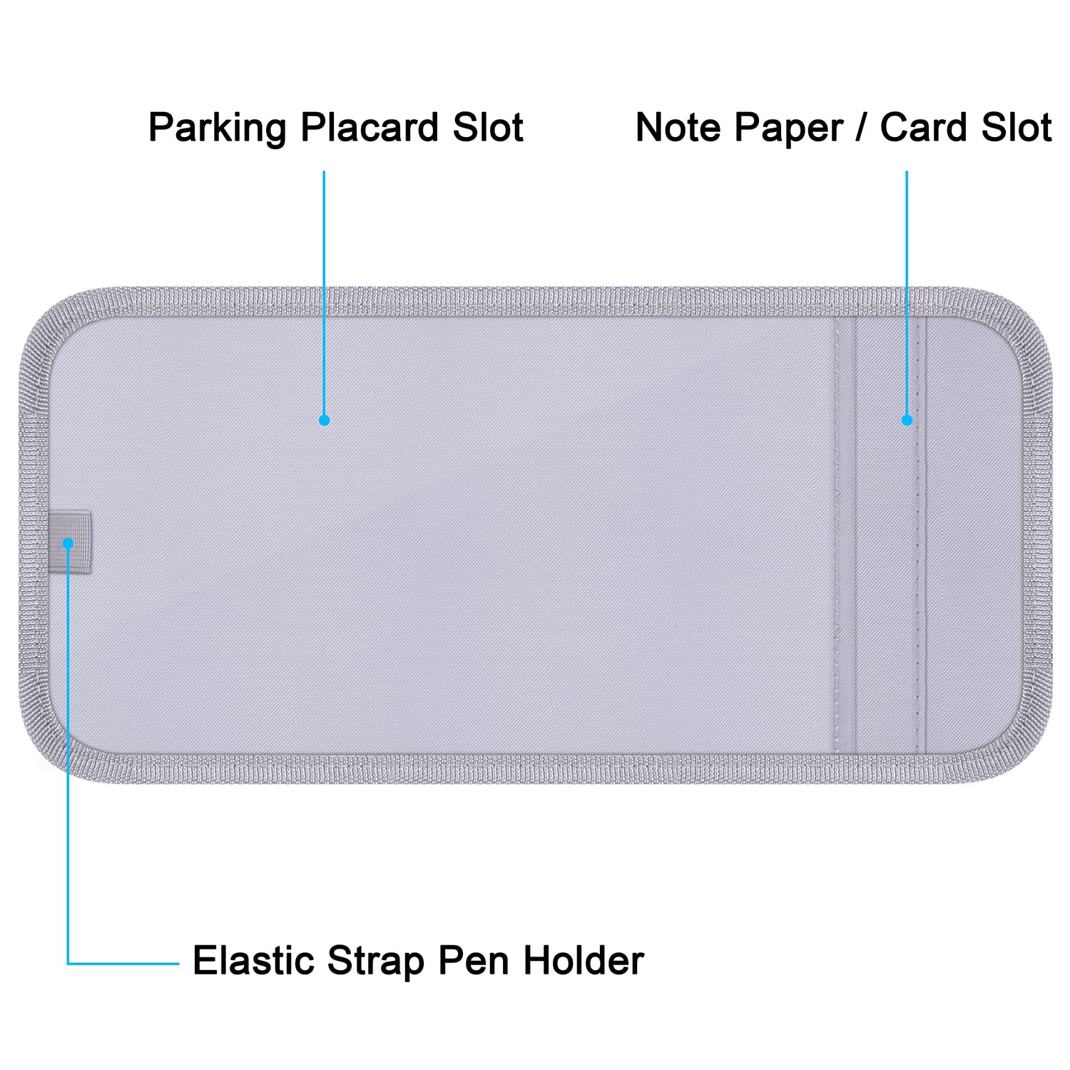 Wisdompro Handicap Placard Holder - Car Sun Visor Protector with Note Paper Slot & Pen Holder, Gray