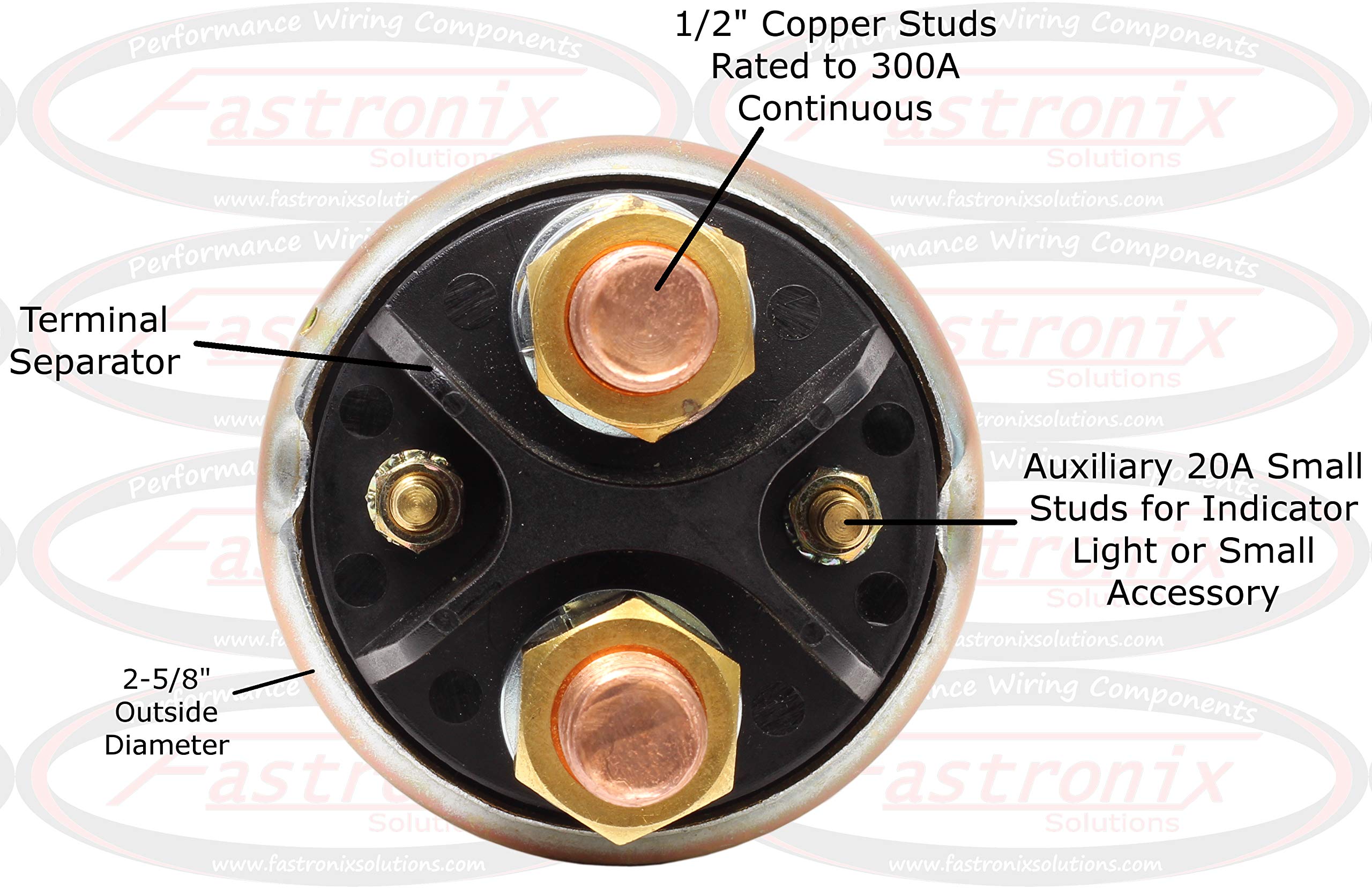 Fastronix 300A Severe Duty Battery Disconnect Switch, 1/2" Copper, Black with Face Plate