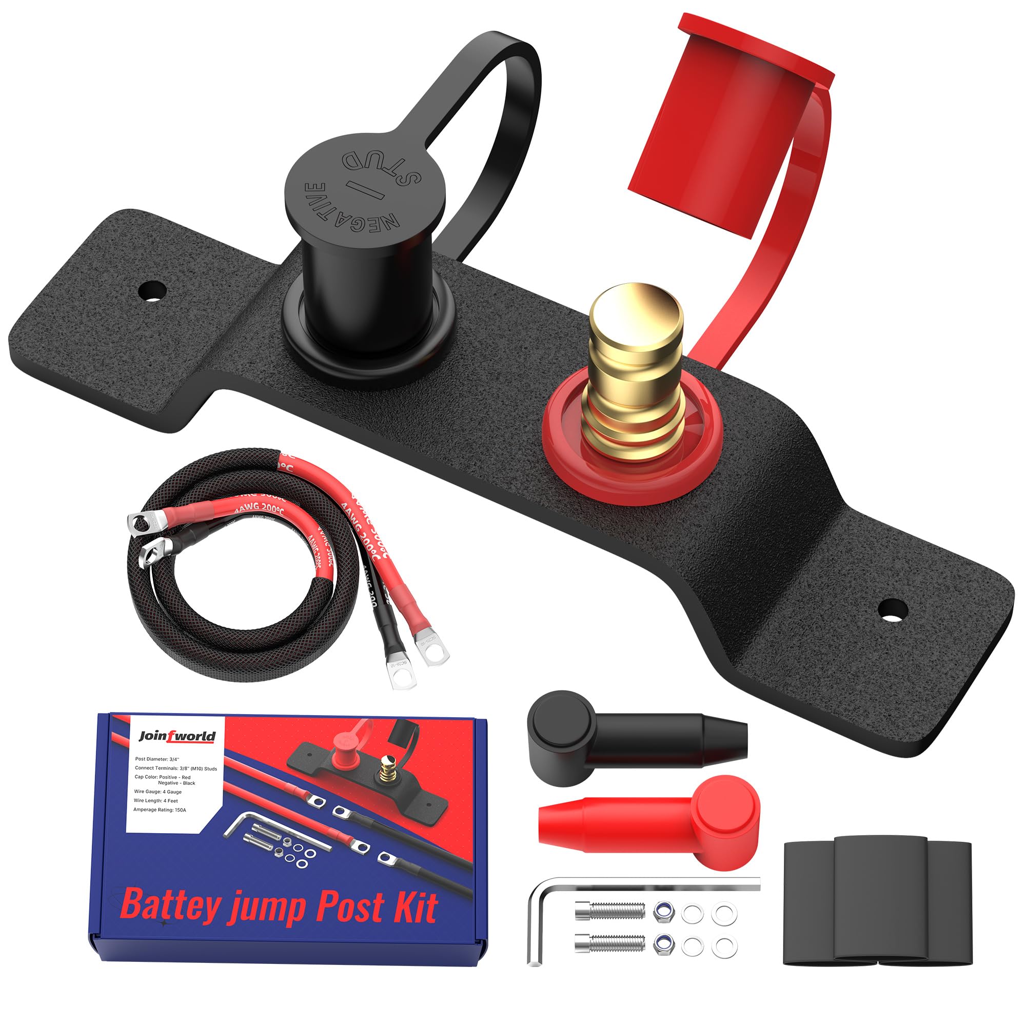 Joinfworld Remote Battery Terminals Heavy Duty Battery Relocation Kit with Bracket Cable Battery Remote Terminal Jumper Post for