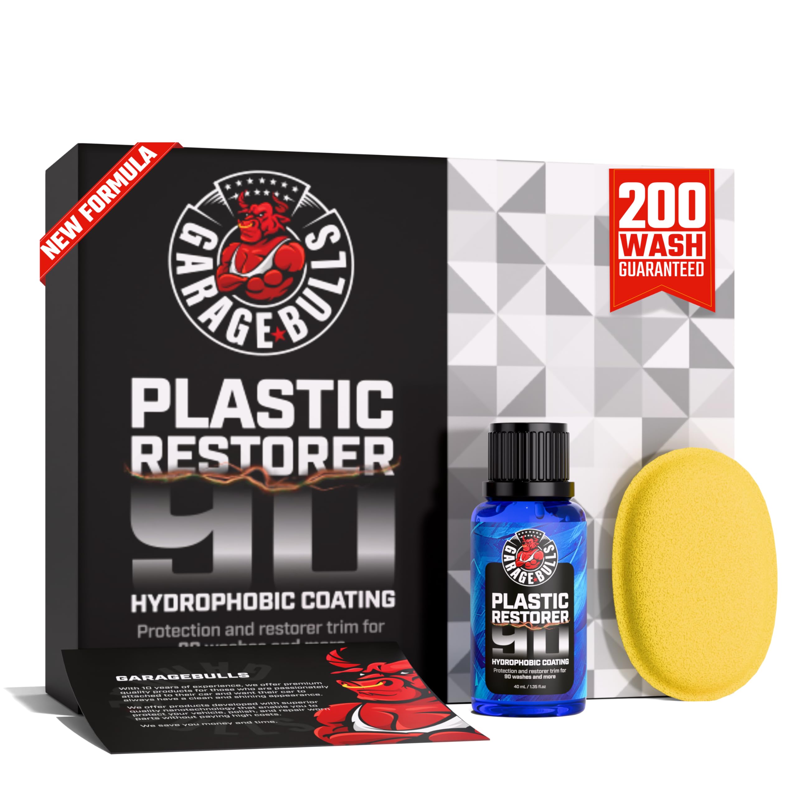 garage bulls Plastic Restorer for Cars - Hydrophobic Ceramic Coating - Ultimate Exterior & Interior Protection with Original Mat