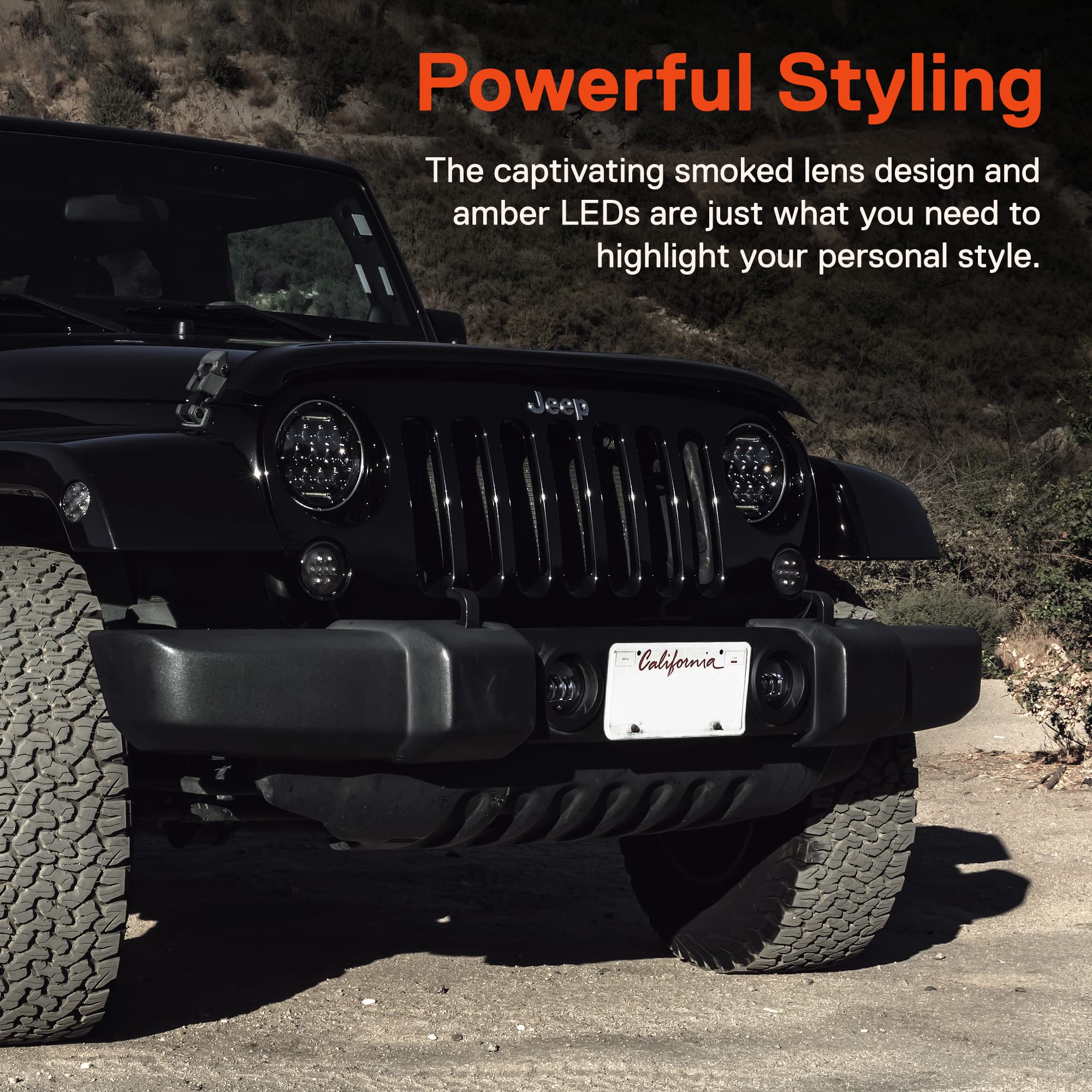 True Mods Led Turn Signal & Side Marker Light Replacement For Jeep Wrangler [Smoked Lens] [Amber] Led Light Kit Compatible With