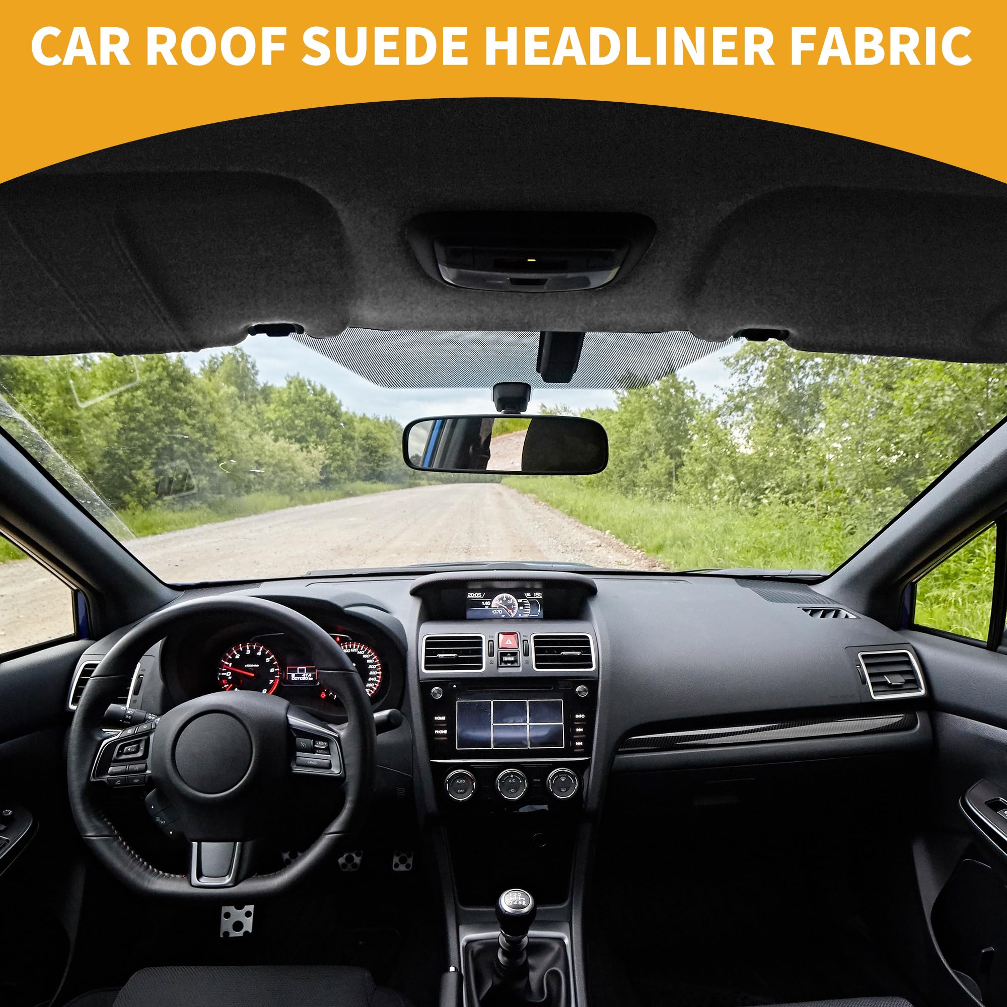 Partuto 150G Headliner Fabric for Car Truck RV SUV Boat Automotive Interior Trim DIY Roof Repair Replacement Suede Fabric Black
