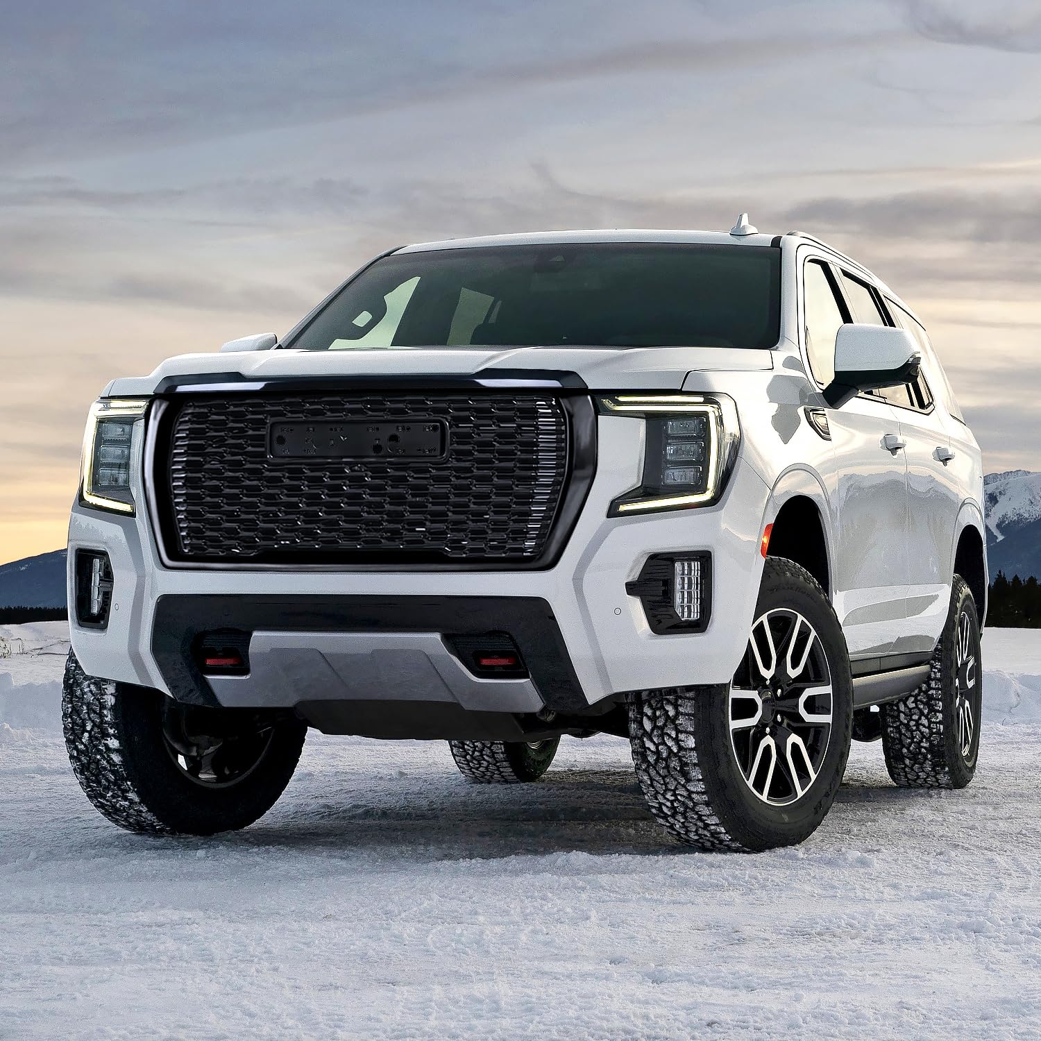 Spec-D Tuning Front Grille Grill Glossy Black Finish Compatible With Gmc Yukon Xl Denali 2021-2023