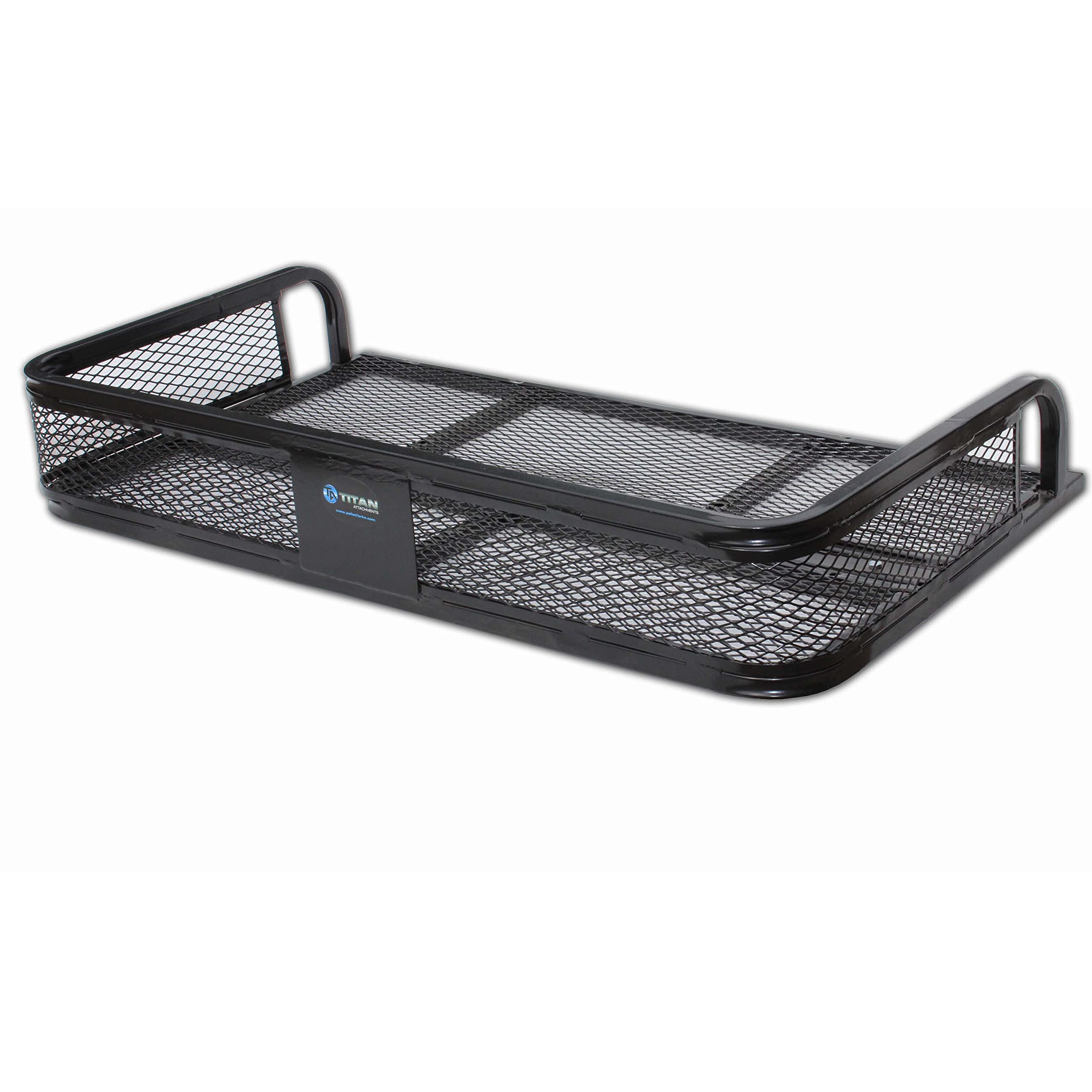 Titan Universal ATV Rear Storage Rack - Steel Cargo Basket Carrier, Black