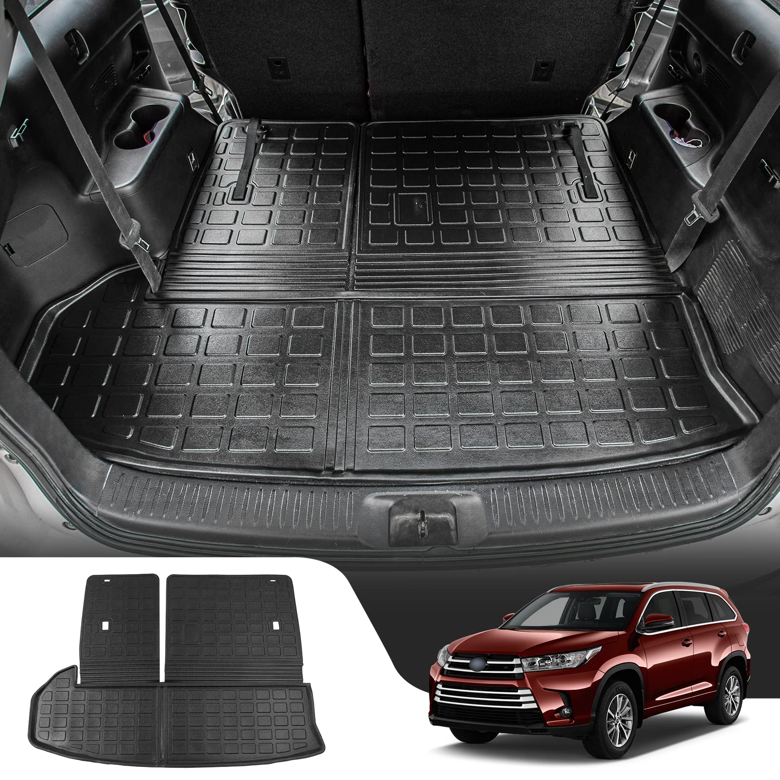 Bomely Cargo Mat Compatible With 2014-2019 Toyota Highlander Trunk Mat Cargo Liner Back Seat Cover Protector Tpe Trunk Liner 201