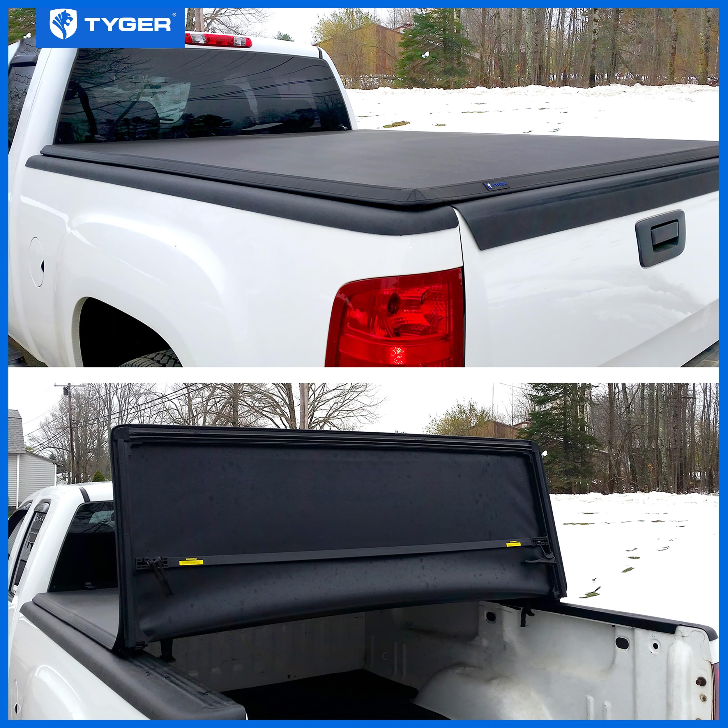 Tyger Auto T3 Soft Tri-Fold Truck Bed Tonneau Cover Compatible With 2007-2013 Chevy Silverado / Gmc Sierra 1500; 2007-2014 2500