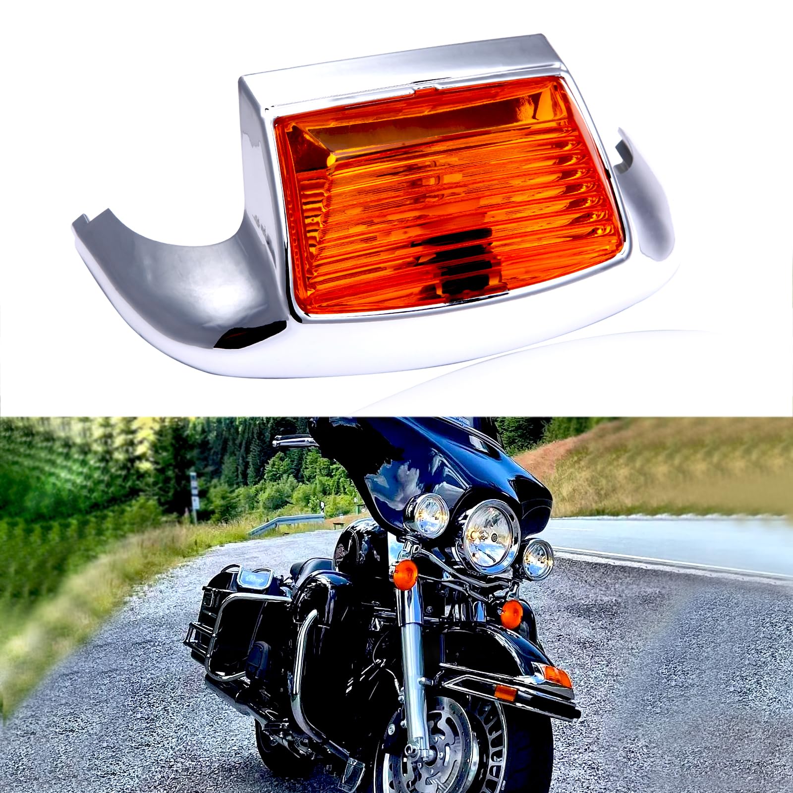 Rich Choices Motorcycle Front Amber Fender Light LED Fender Tip Lights Compatible with Harley Road King Electra Glide Ultra Clas