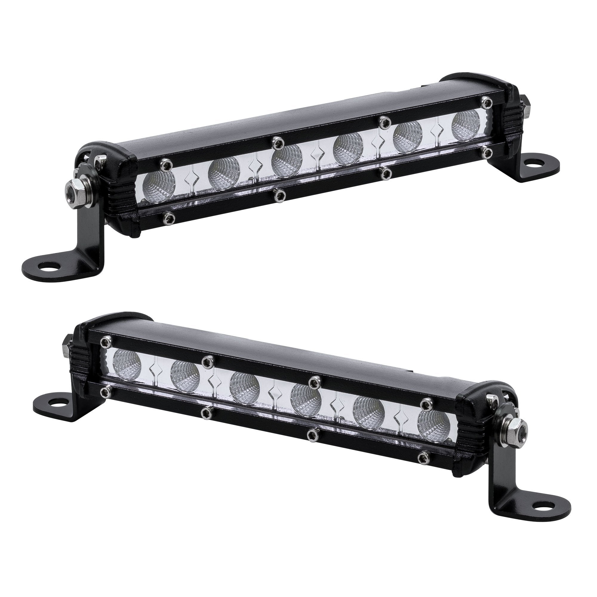 True Mods 2Pc 7'' Ultra-Slim Single Row Off Road Led Light Bar [1530Lm] [18W] [Ip68 Waterproof] [12V - 24V] Fog/Driving/Work Lig