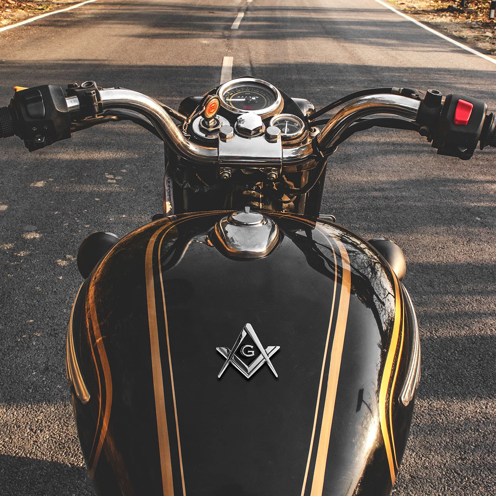 Creatrill 2 Pack 2.75'' Chrome Plated Masonic Car Emblem Mason Square And Compasses Auto Truck Motorcycle Decal Gift Accessories