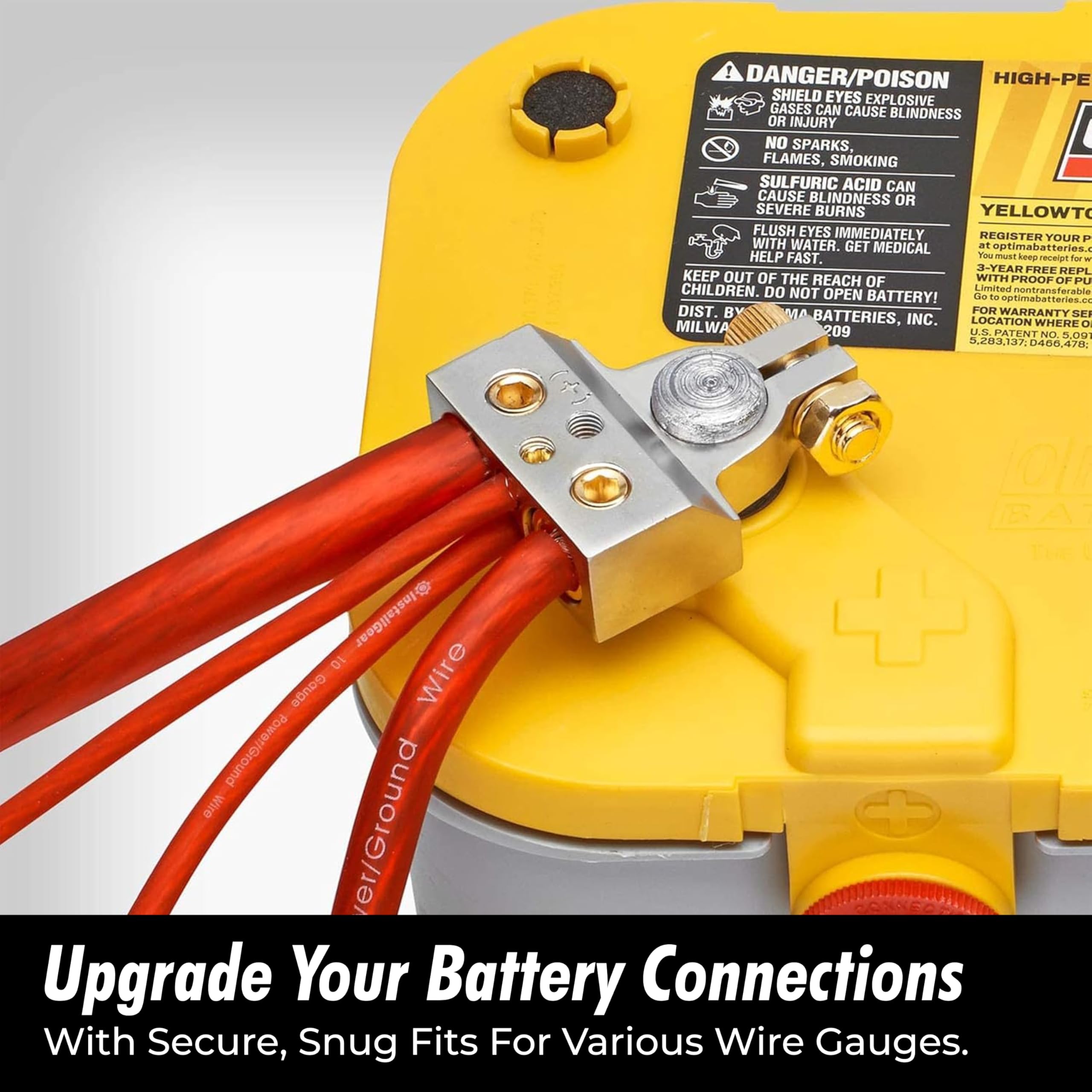Installgear 0/4/8 Or 10 Gauge Battery Terminals With Shims - Positive And Negative Connectors - For Car Battery Terminal Connect