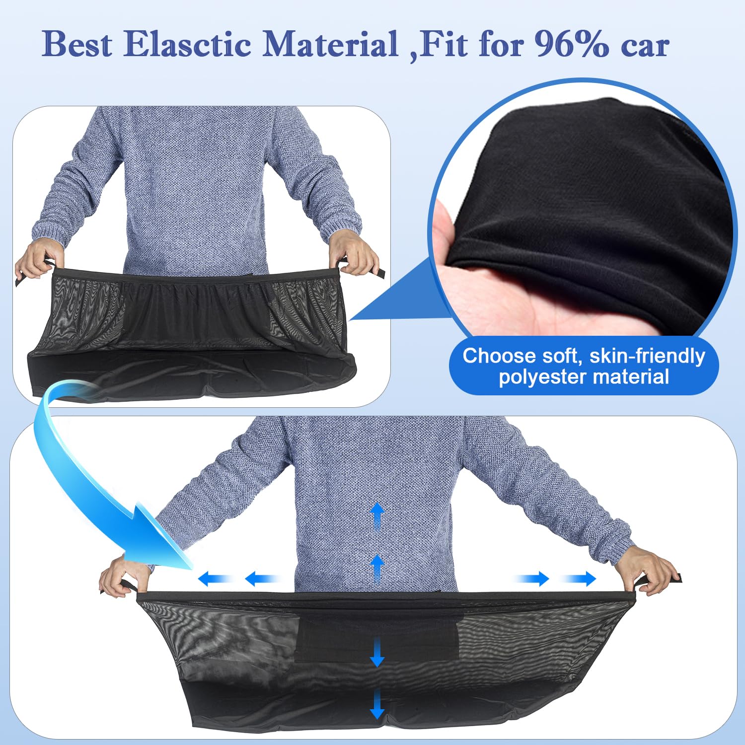 Yayalovehomee Car Rear Window Shades, Large Polyester Mesh, Black, 2 Pack - UV Protection & Privacy for Pickup Trucks & SUVs