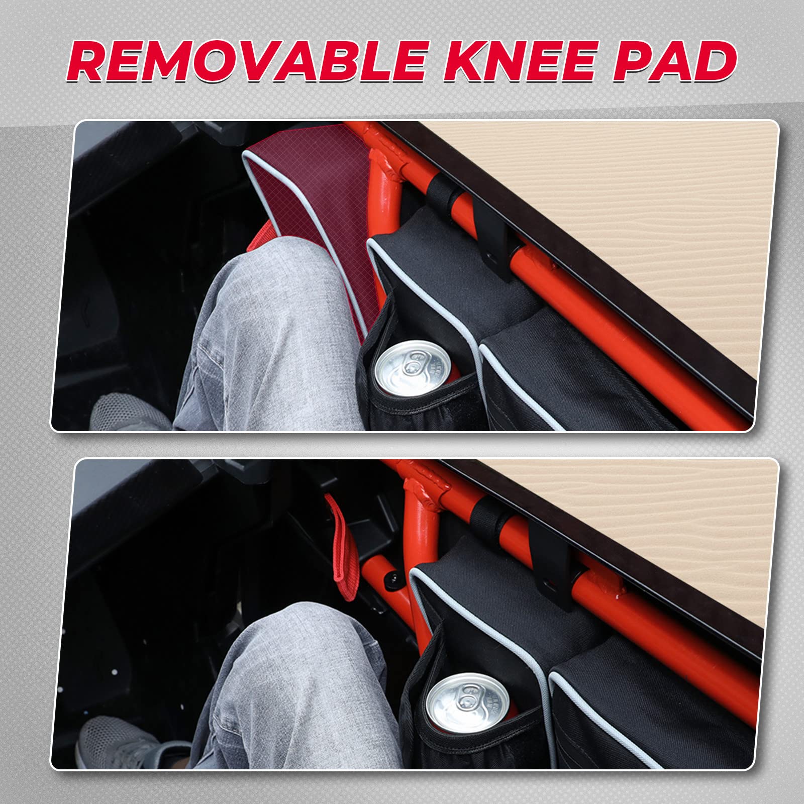 Kemimoto X3 Door Bags, Storage Bag With Cup Holder Removable Knee Pad, Compatible With Can-Am Maverick X3 Front Upper Door 2017-