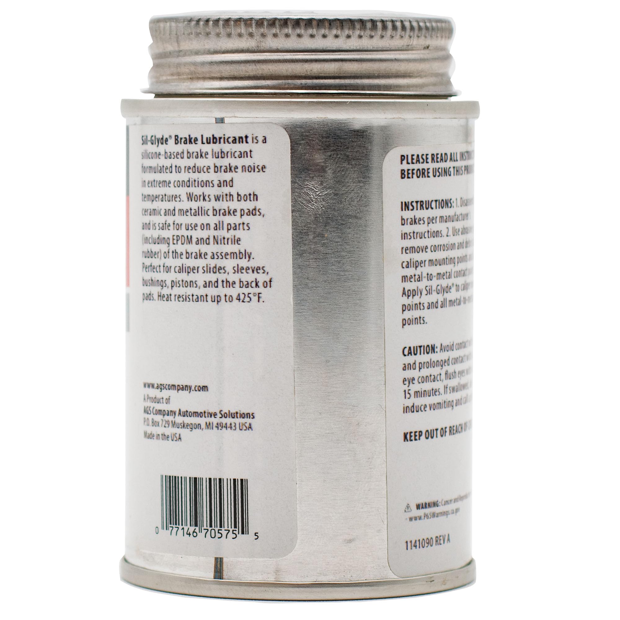 Ags Automotive Solutions 4Oz Brush Top Sil-Glyde Silicone Brake Grease - Premium Brake Caliper Grease And Brake Lubricant For Op
