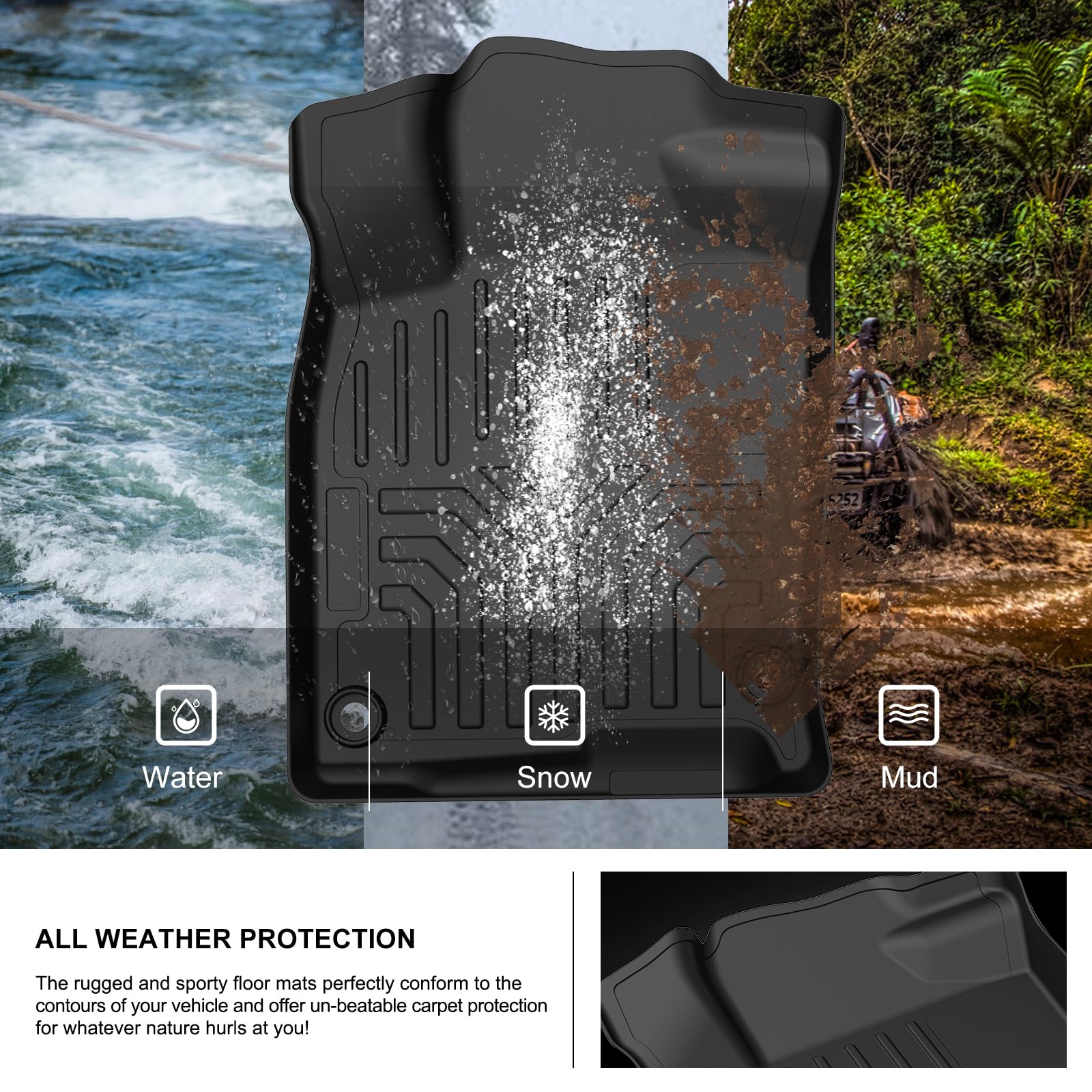 Kiwi Master Floor Mats For 2016-2021 Honda Civic All Weather Mat Custom Fit Liners Front Rear 2 Row Seat Tpe Slush Liner Black F