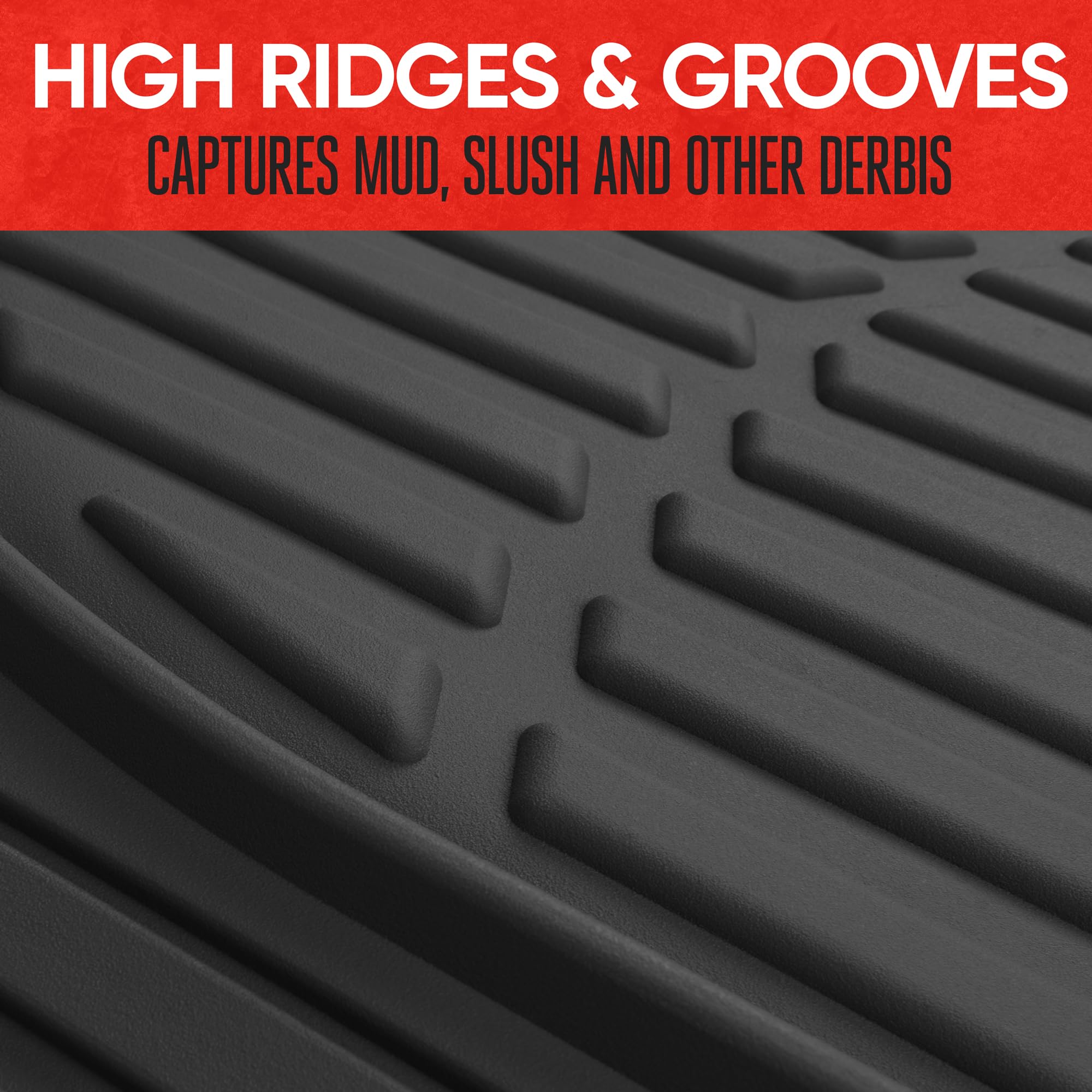 Motor Trend FlexTough Contour Liners Deep Dish 3 pc Rubber Floor Mats & Trimmable Trunk Liner Cargo Mat - Heavy Duty All Weather