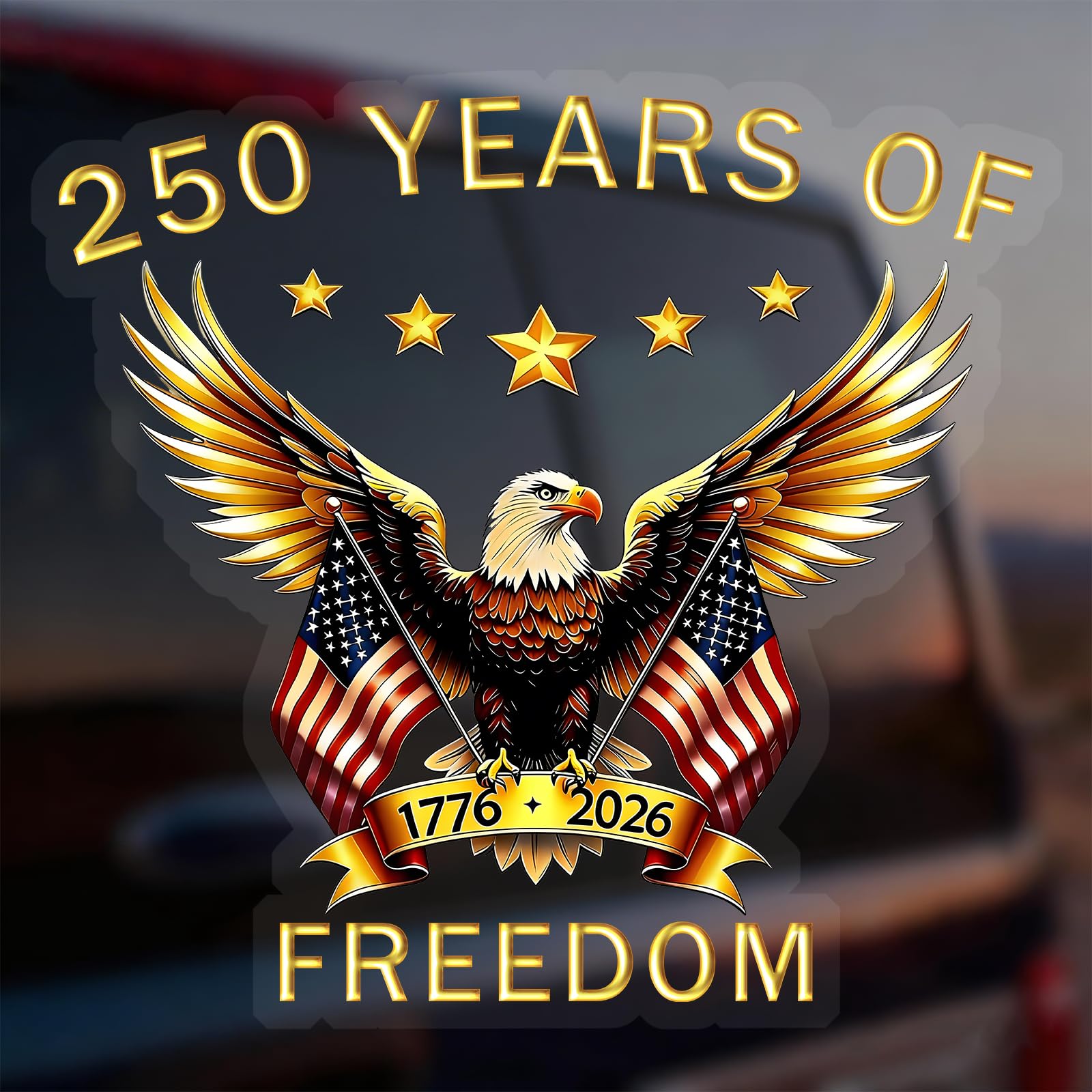 250th Anniversary of America Merchandise Car Window Decal Sticker 2 Pack, 1776-2026 Commemorative Bumper Stickers for Car Truck 