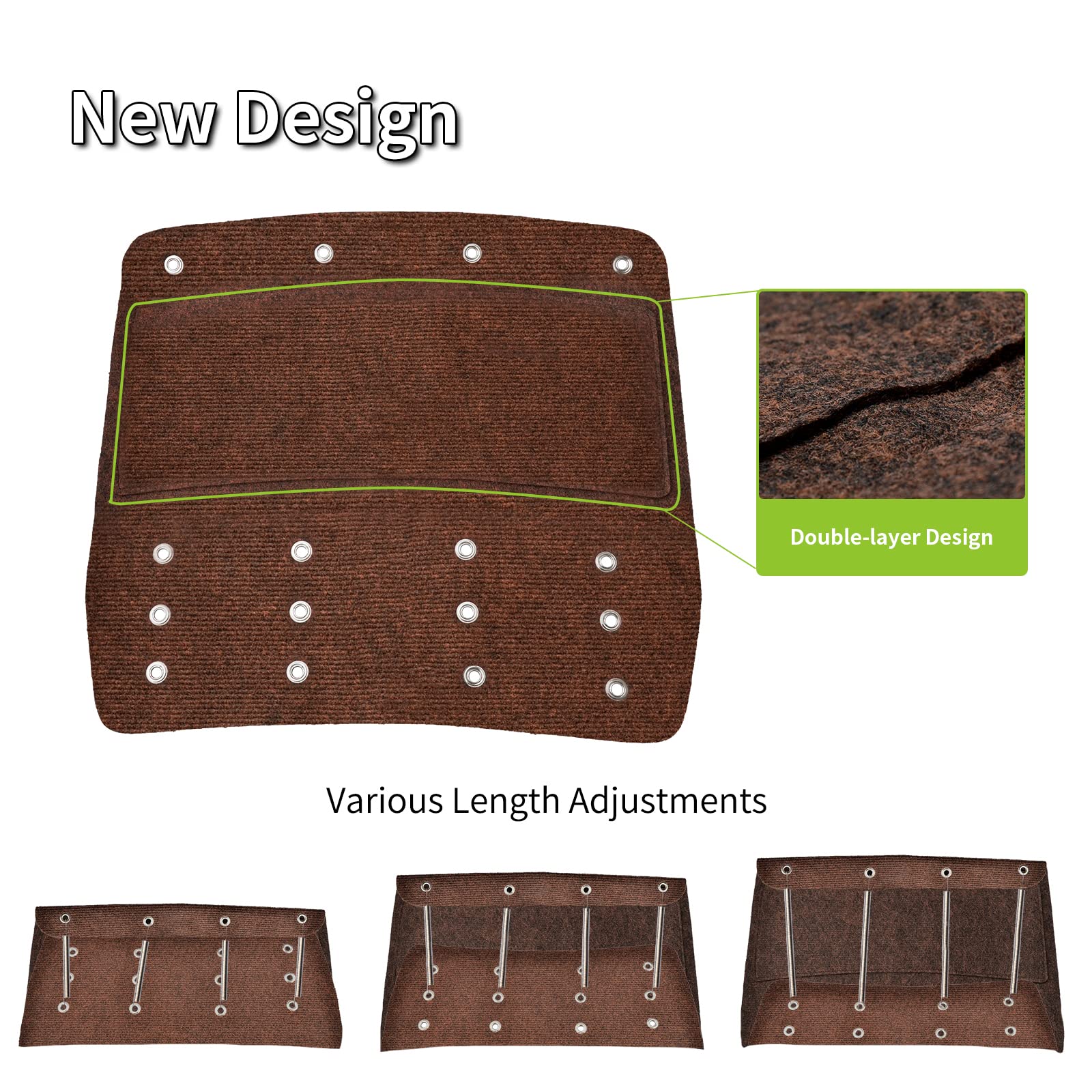 RVMATE RV Step Rugs - 22" Wide, Brown Polyester Covers for Radius Steps - 3 Pack