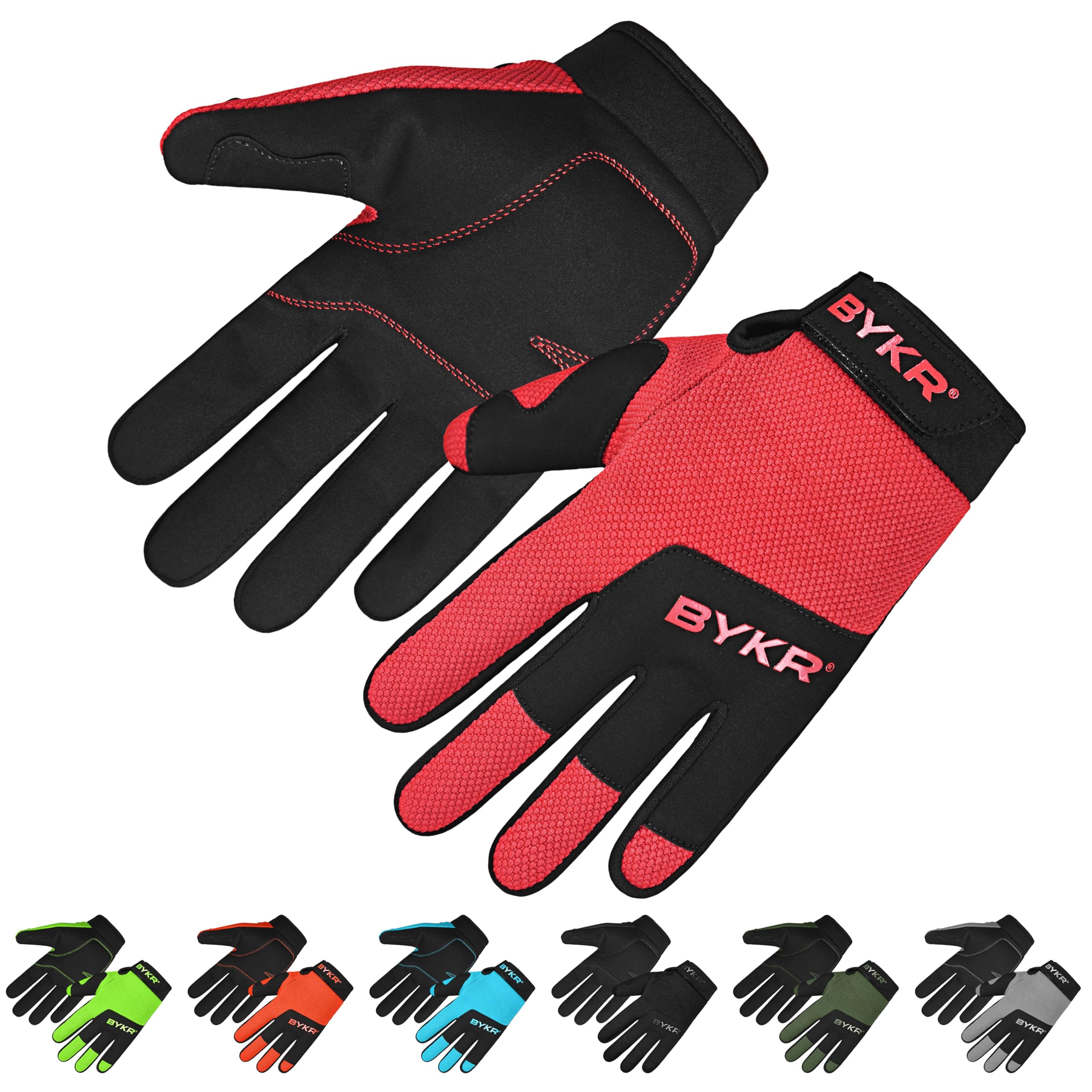 Bykr All-Weather Motorcycle Gloves For Men & Women - Protection For Dirt Bike, Bmx, Mx, And Atv Riding - Red Xl