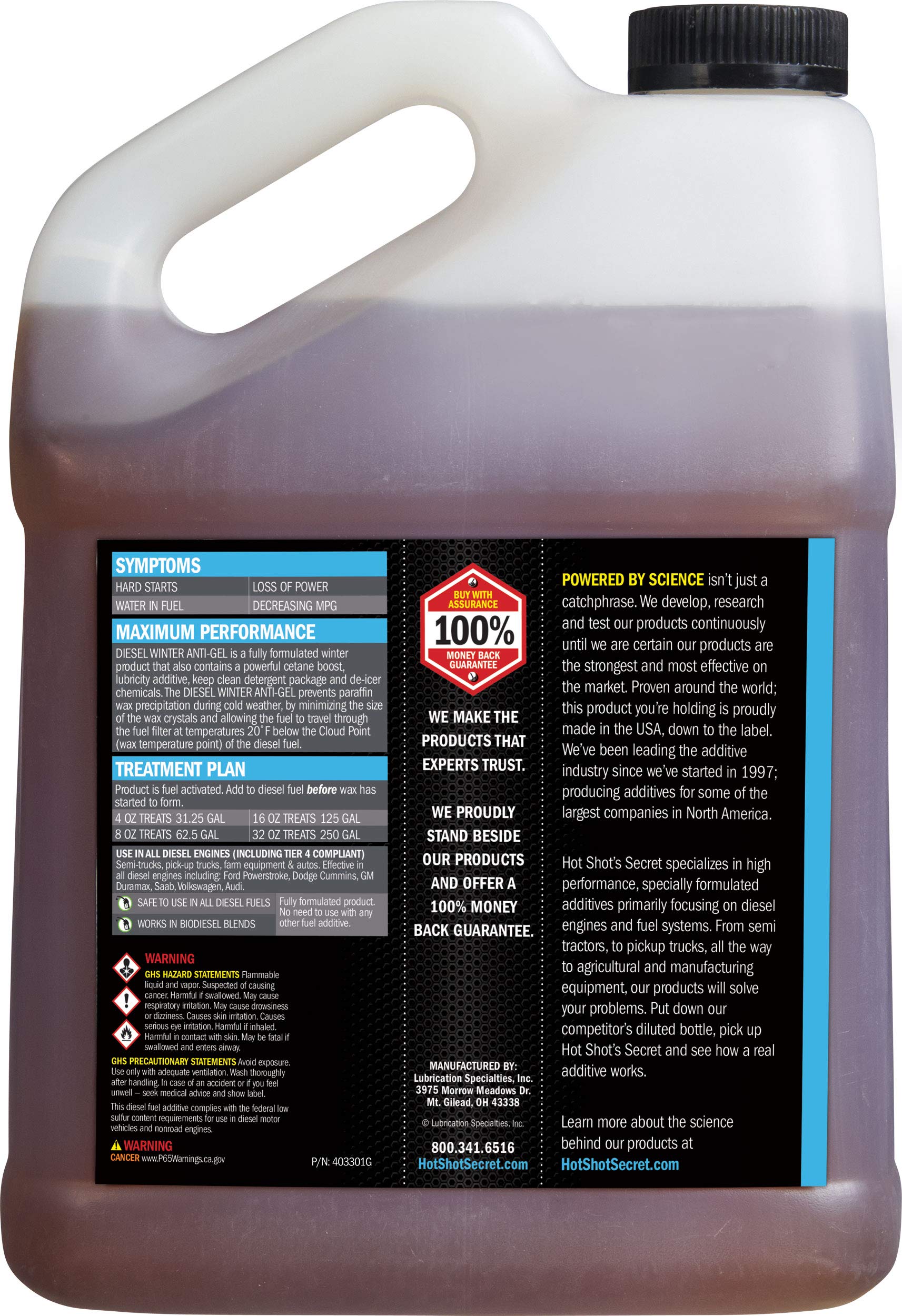 Hot Shot's Secret Diesel Winter Anti-Gel 1 Gallon, Amber - Model P403301G, Essential Additive for Cold Weather Performance