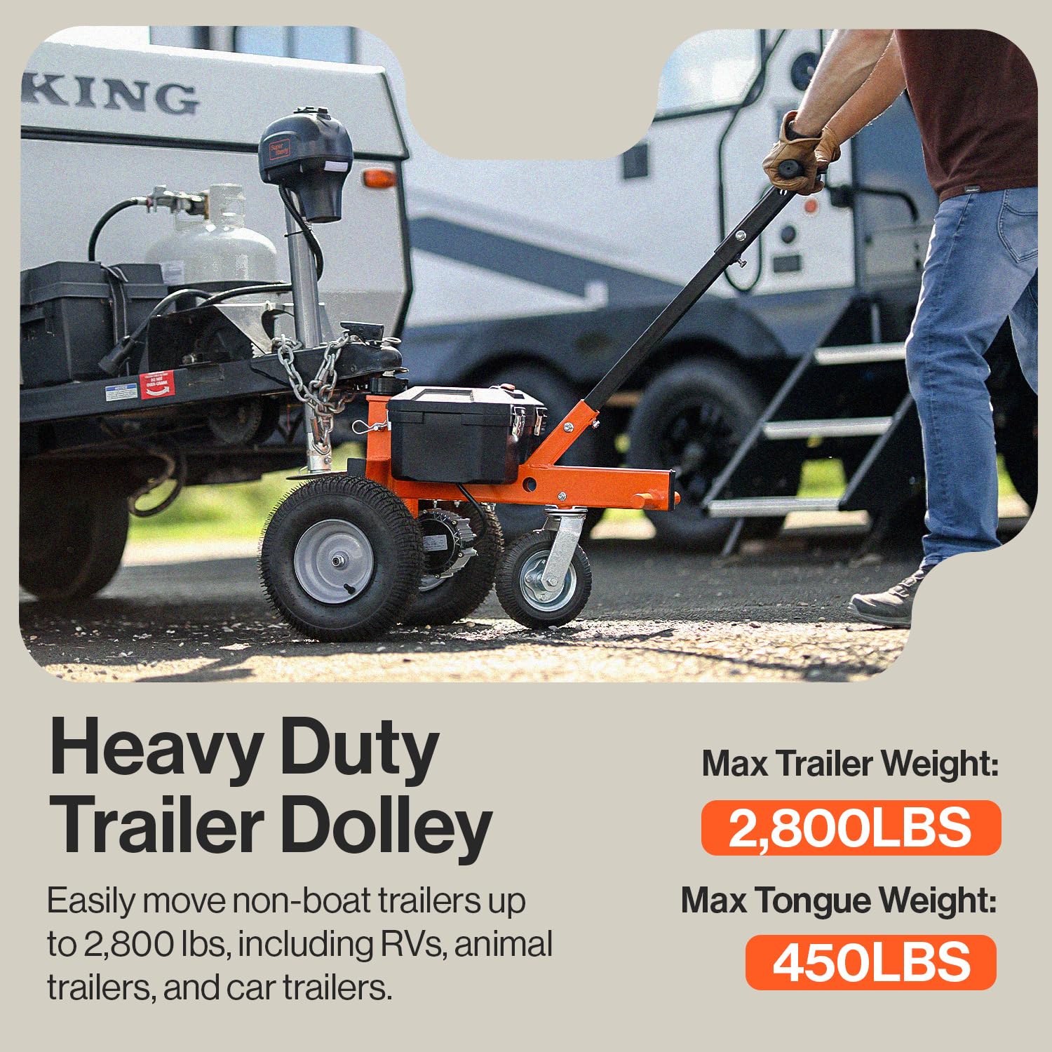 SuperHandy Trailer Dolly - Electric 2800LBS Max Weight, 450LBS Tongue, Alloy Steel, Orange, Model GUO041