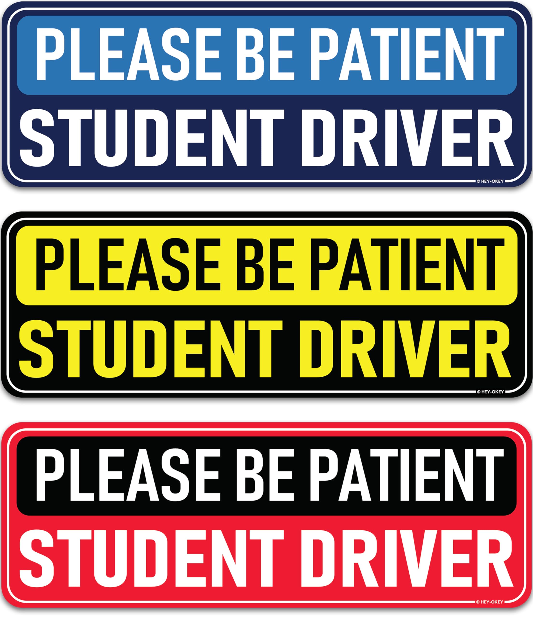 Student Driver Magnet For Car - 3-Pack Colorful Please Be Patient Reflective Magnetic Bumper Sticker Set - Removable Novice Rook