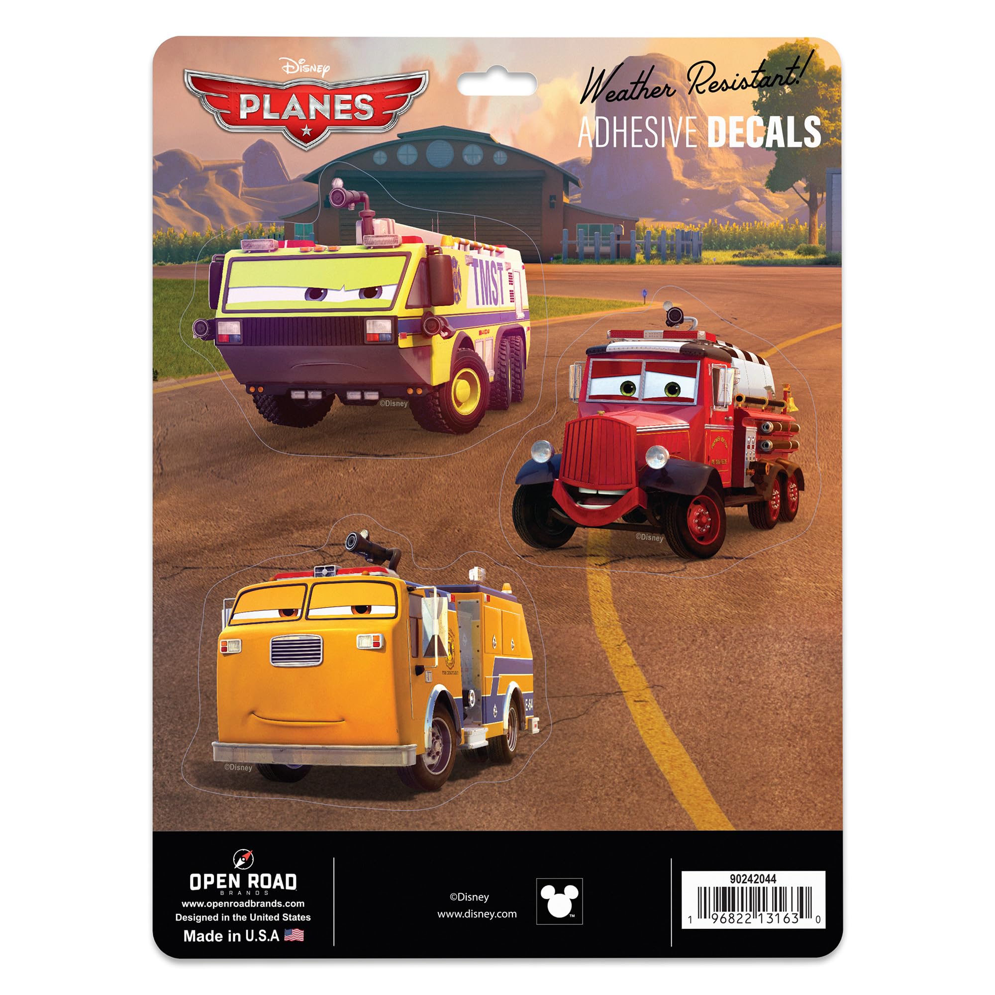 Disney Planes Emergency Vehicles Adhesive Vinyl Decals - Action-Packed Planes Stickers for Car, 1 Pack (3 Count)